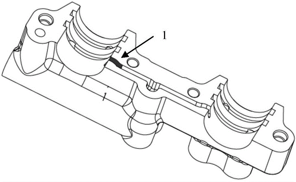 Plane deslagging structure of die-casting die used for ultra-low-speed die-casting of camshaft front bearing cap