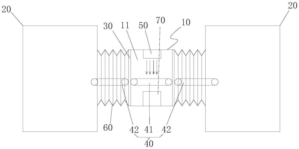 Transition box for battery processing and battery assembling equipment