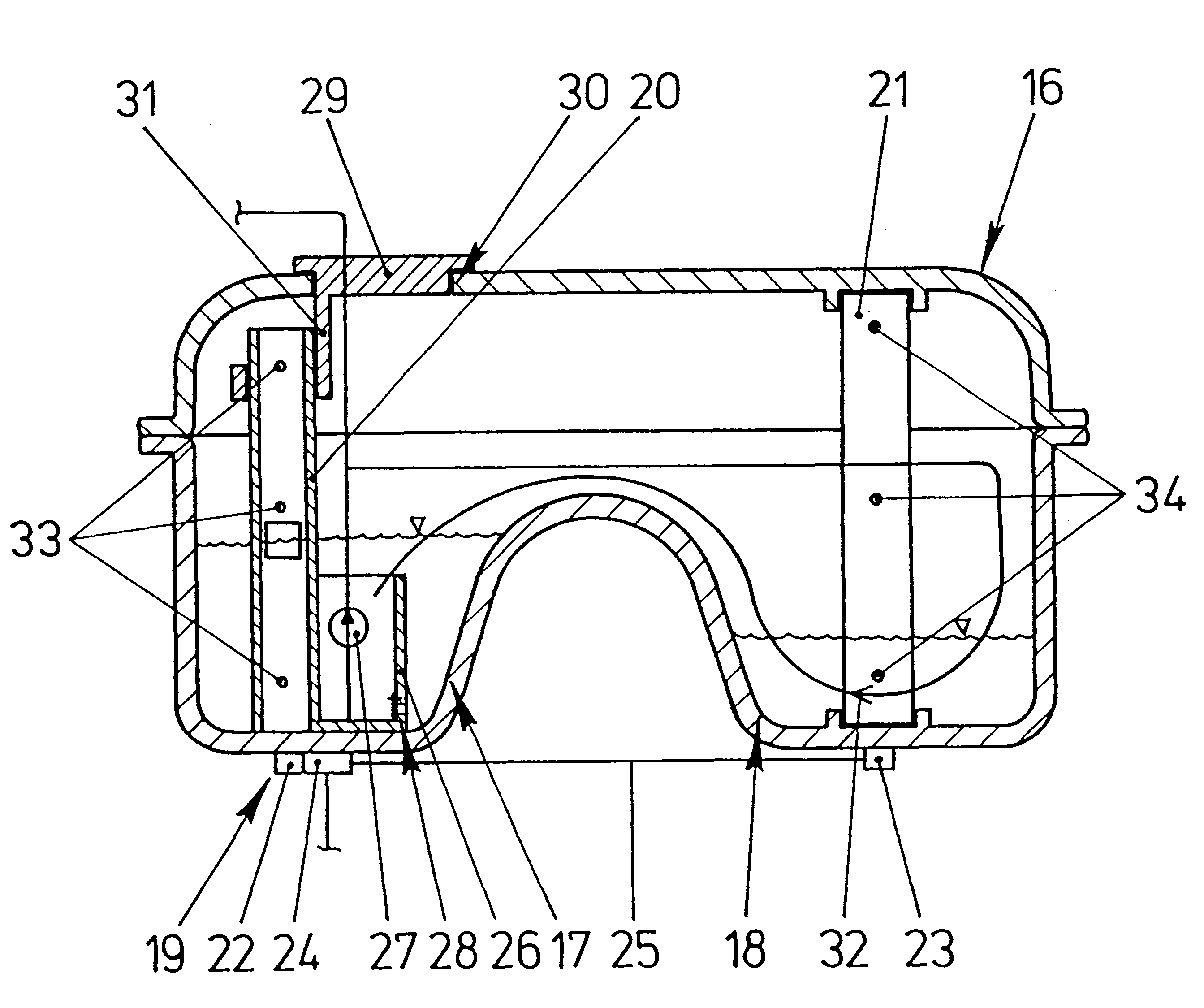 Device for measuring a fill level of a liquid in a container