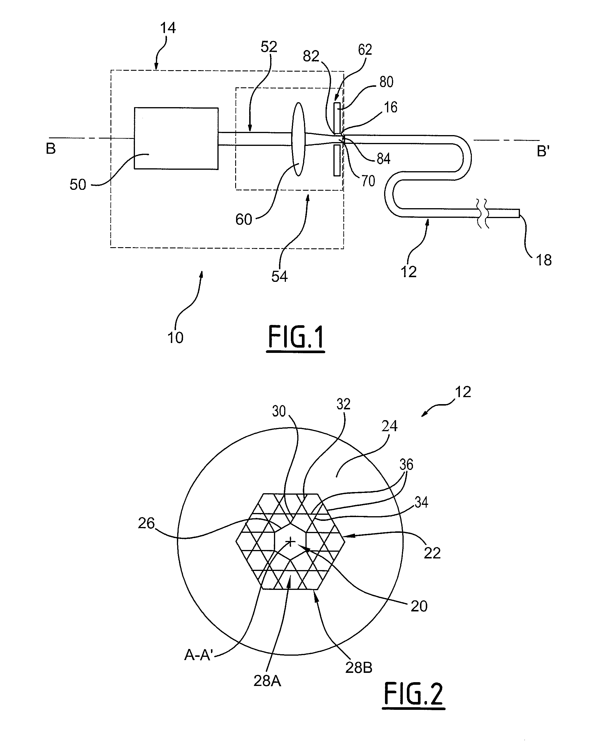 Device for transmitting light energy and associated transmission method