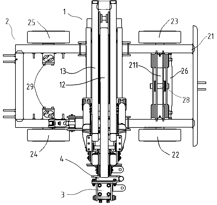 A highway guardrail hydraulic pile driver