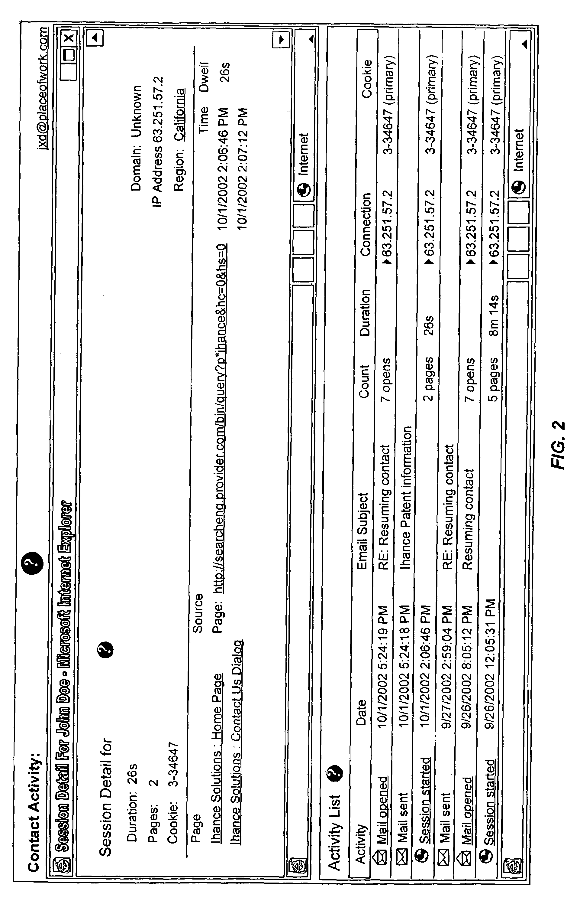 Method and system for monitoring e-mail and website behavior of an e-mail recipient