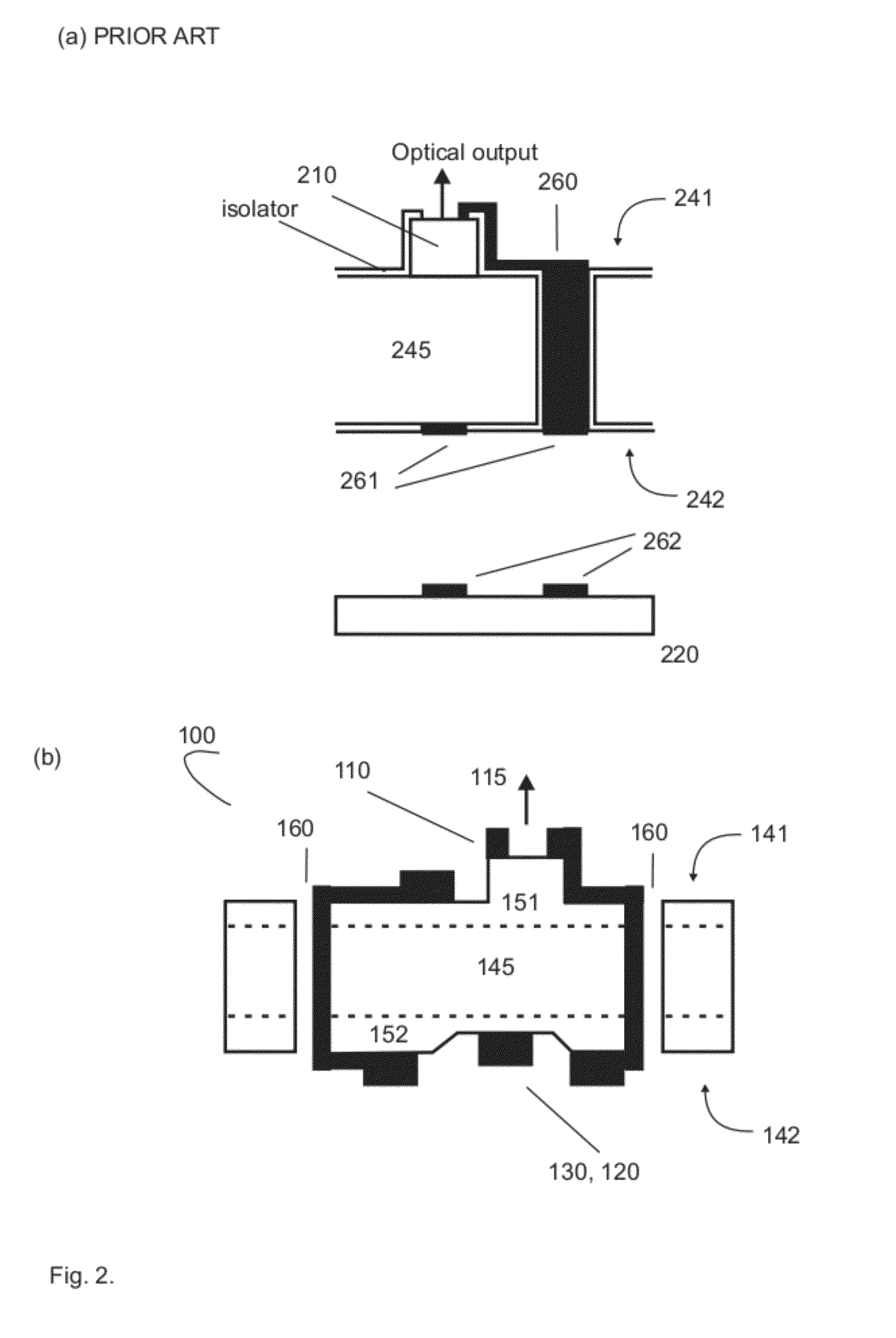 Double-sided monolithically integrated optoelectronic module with temperature compensation