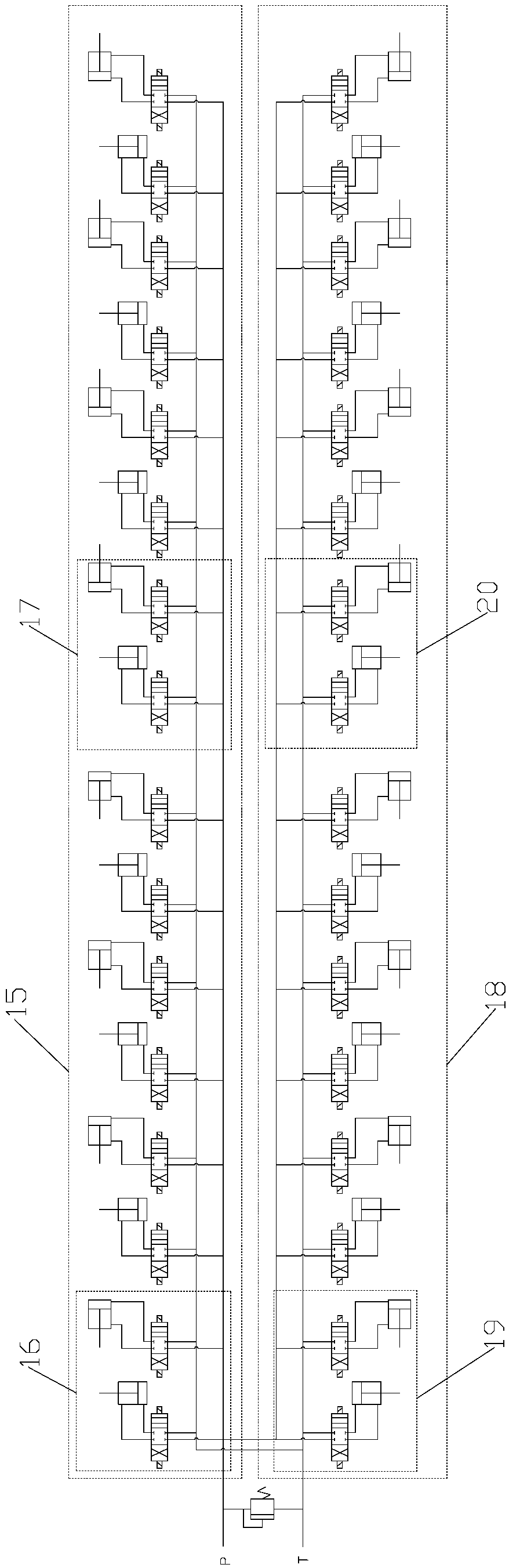 Multi-cylinder driving caterpillar type low speed and heavy loading device walking mechanism