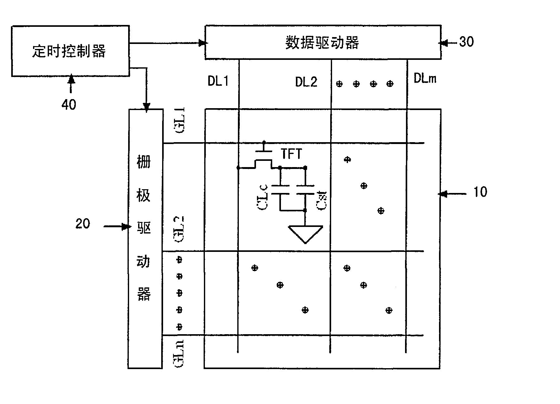 LCD unit matrix and LCD device embodying the matrix