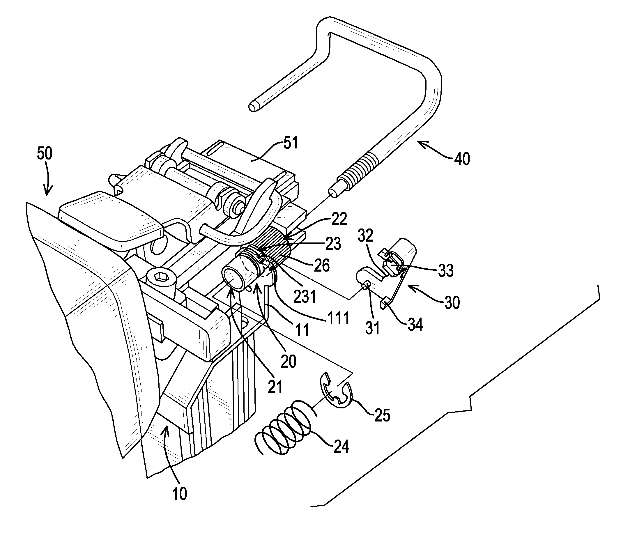 Adjusting-fixing assembly for a staple gun