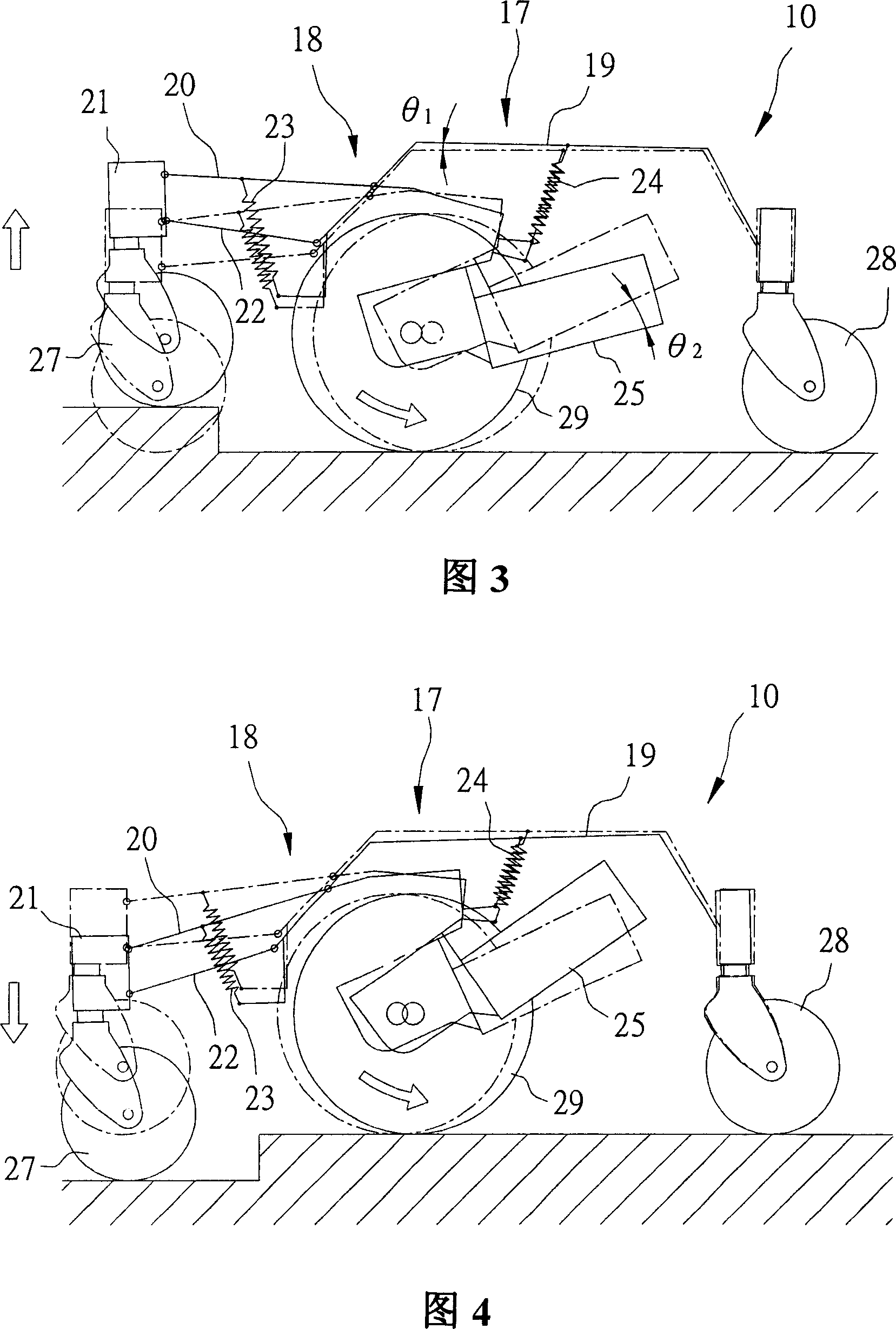 Chassis device for electric wheelchair