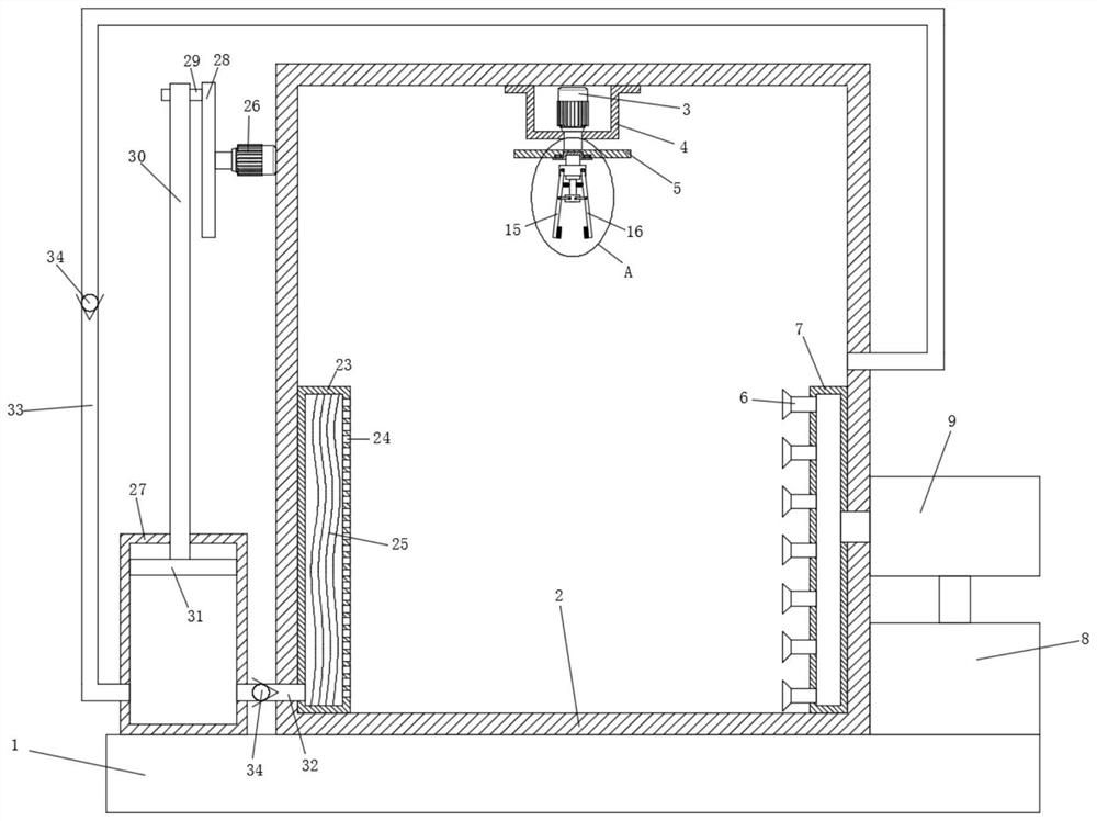 A spraying device for bamboo product processing