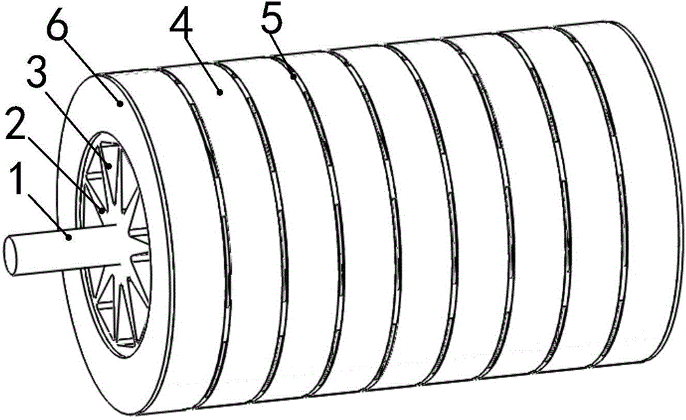 Axial direction sectional type motor rotor with arc-shaped air deflectors