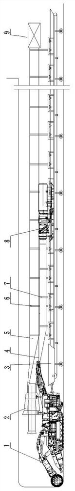 Continuous coal mining machine end slope mining ventilation and dust removal system and method
