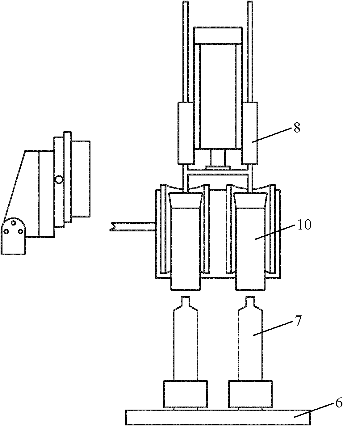 Shoulder injecting device and related shoulder injecting method for hose upper part