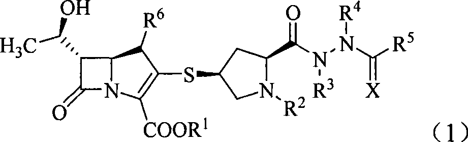Penem derivant containing sulfhydryl pyrrolidine formhydrazide