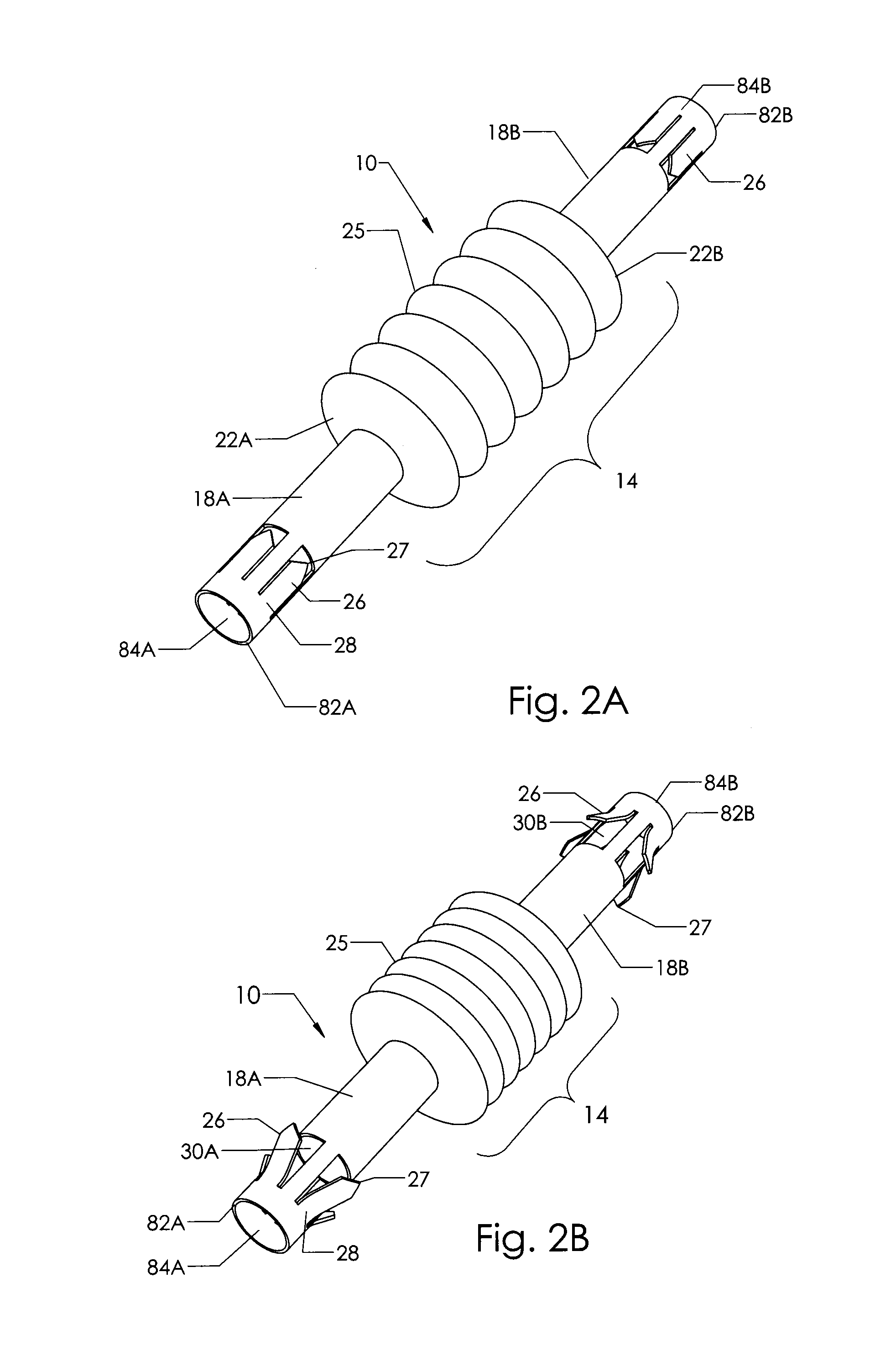 Fasteners with shape changing bellows and methods using same
