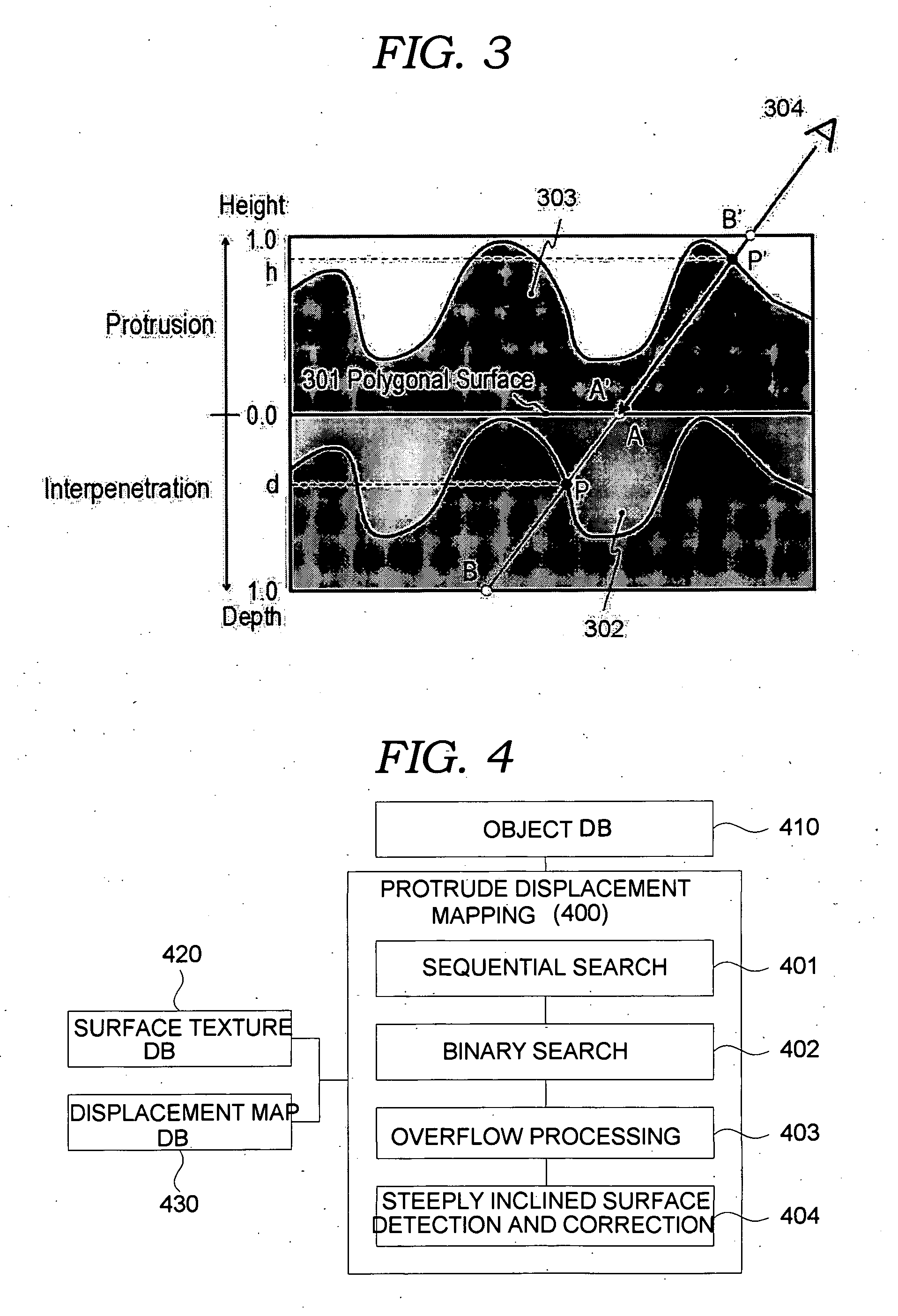 Image-based protruded displacement mapping method and bi-layered displacement mapping method using the same