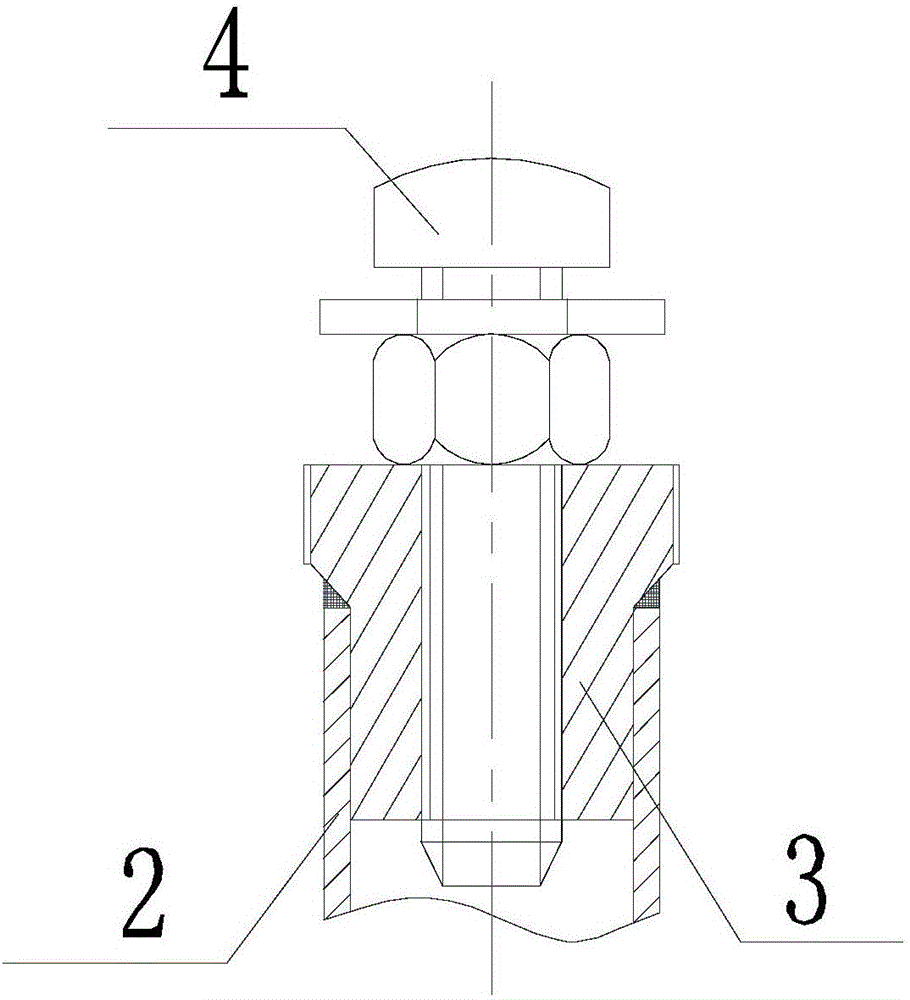 Top connecting structure of middle column handrail of urban rail and subway vehicles