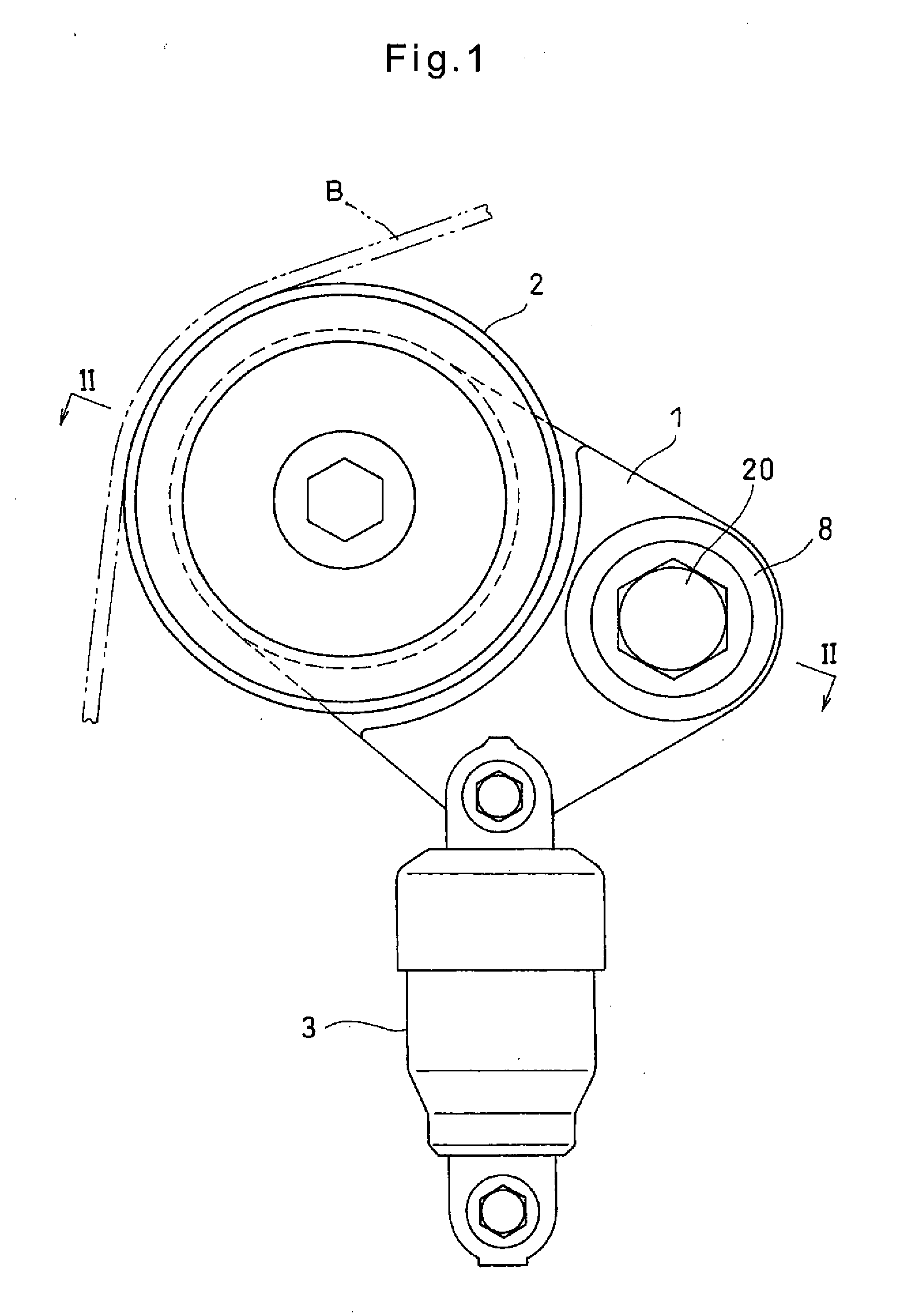 Fulcrum bearing device for pulley arm