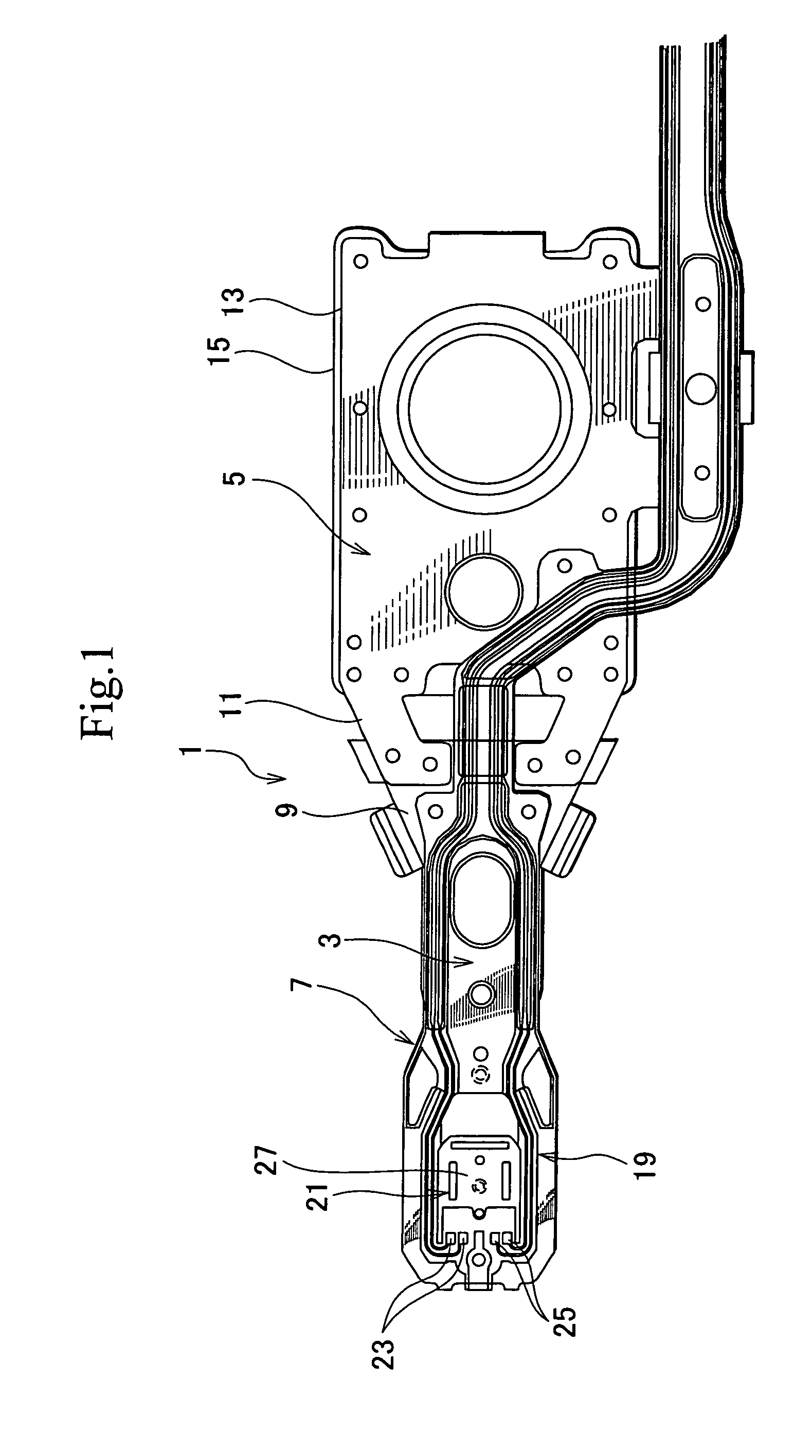 Head suspension having wiring disposed in contact with slightly conductive flexible resin
