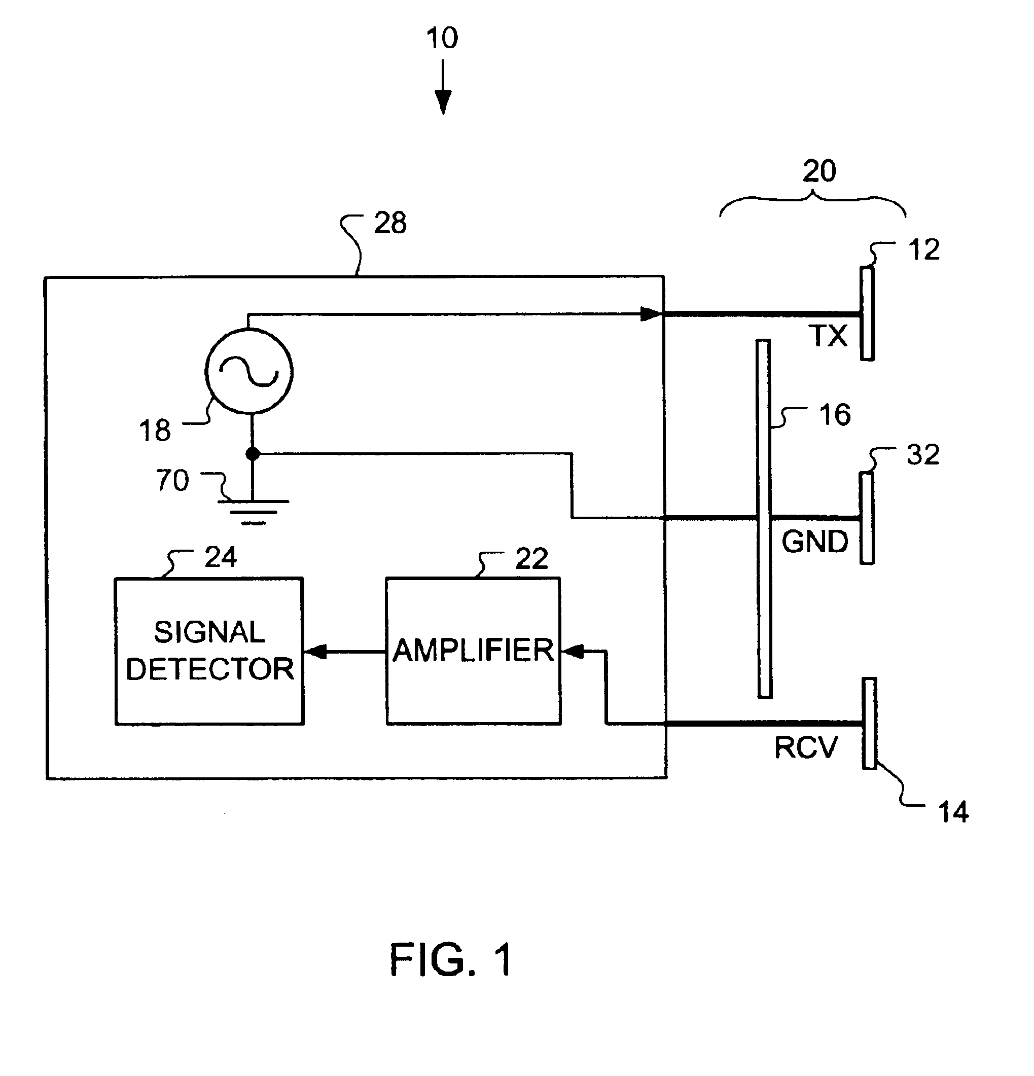 Electric field proximity detector for floating and grounded targets