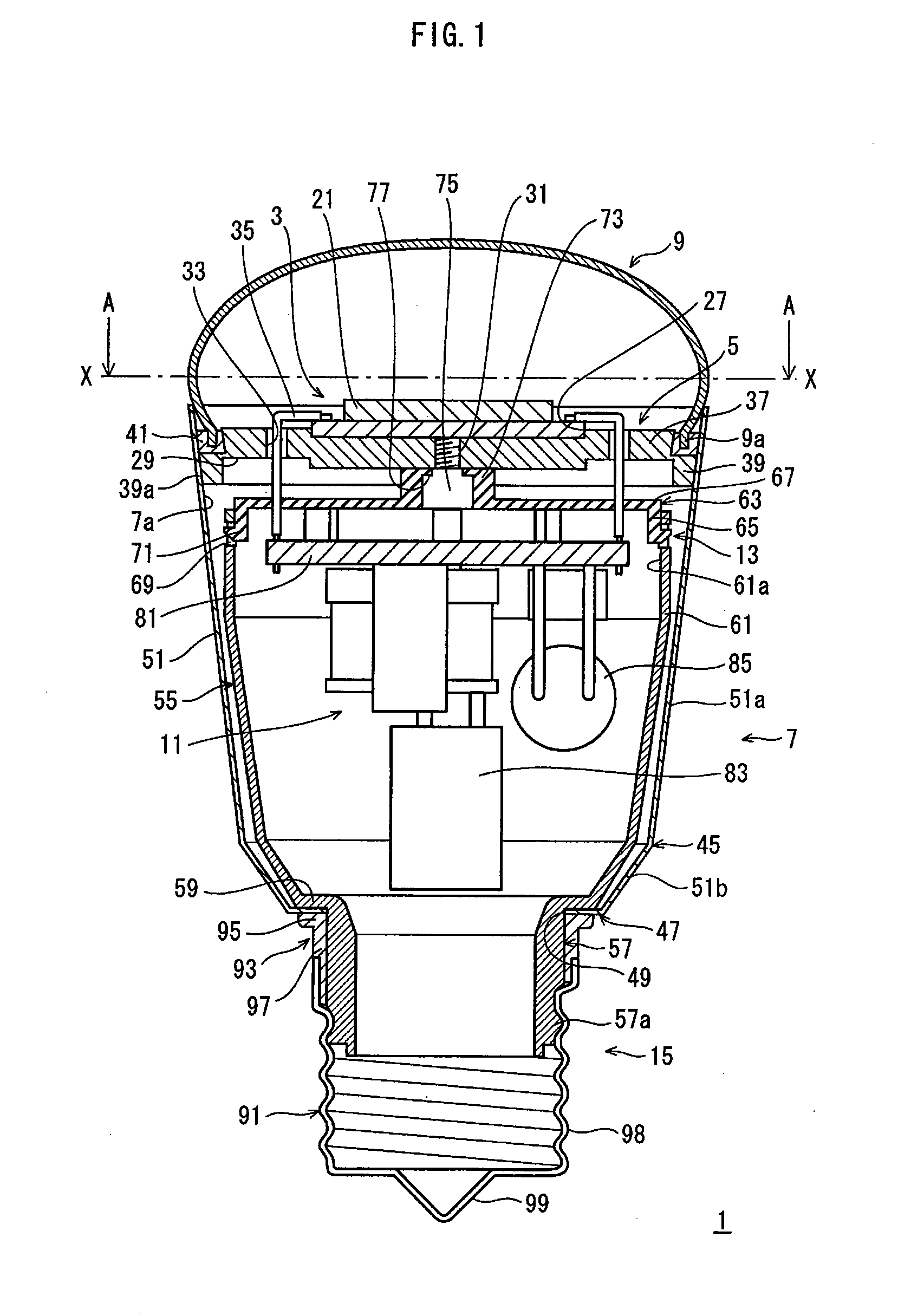 Bulb-shaped lamp and lighting device