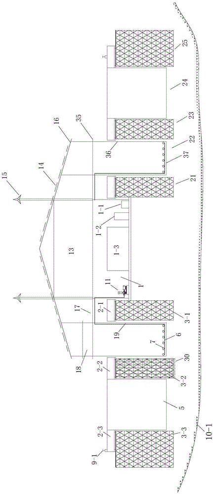 Air-washing type three-dimensional bio-chain membrane open treatment system and construction method for polluted water treatment