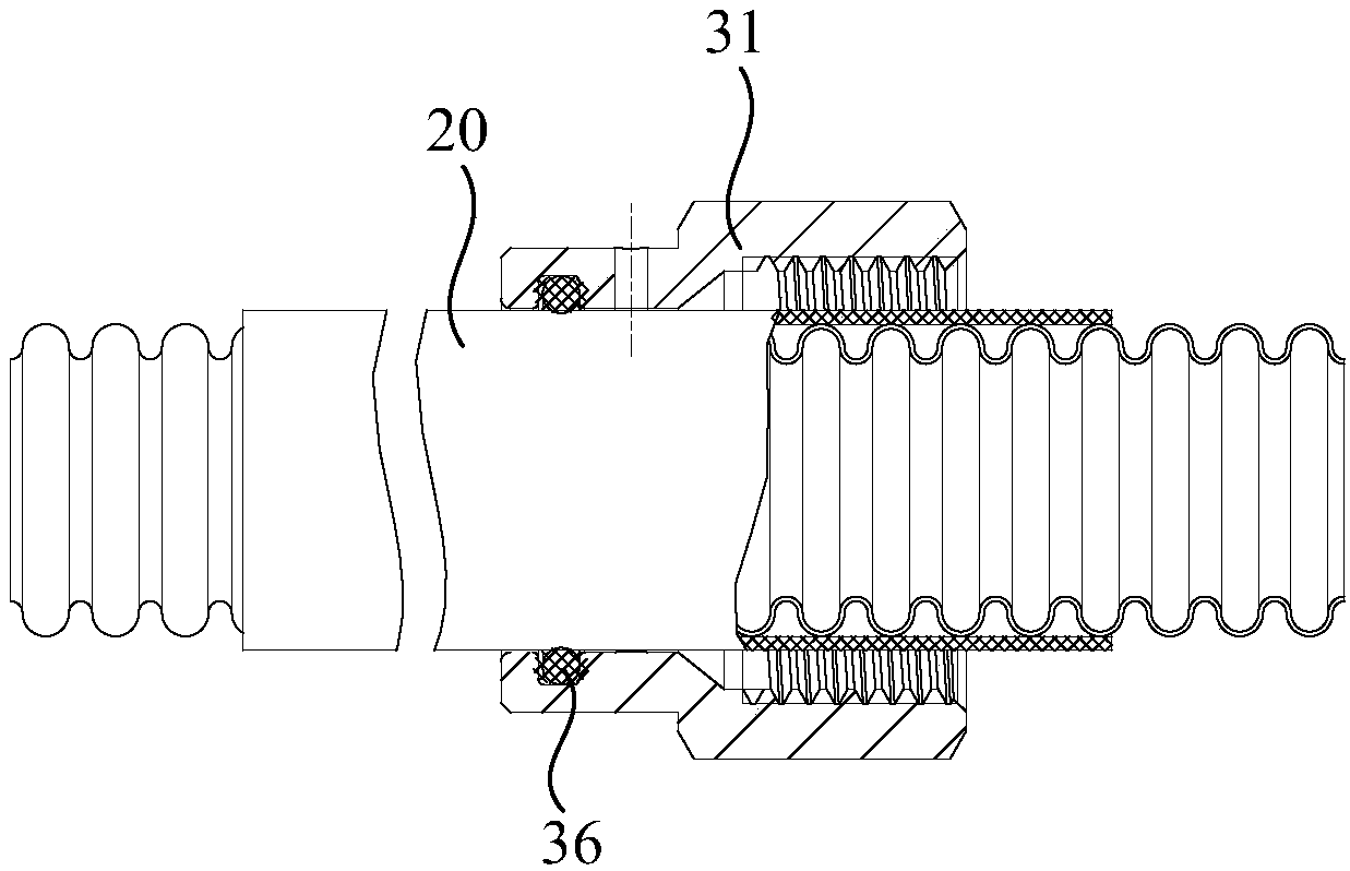 Corrugated hose connector and corrugated hose component