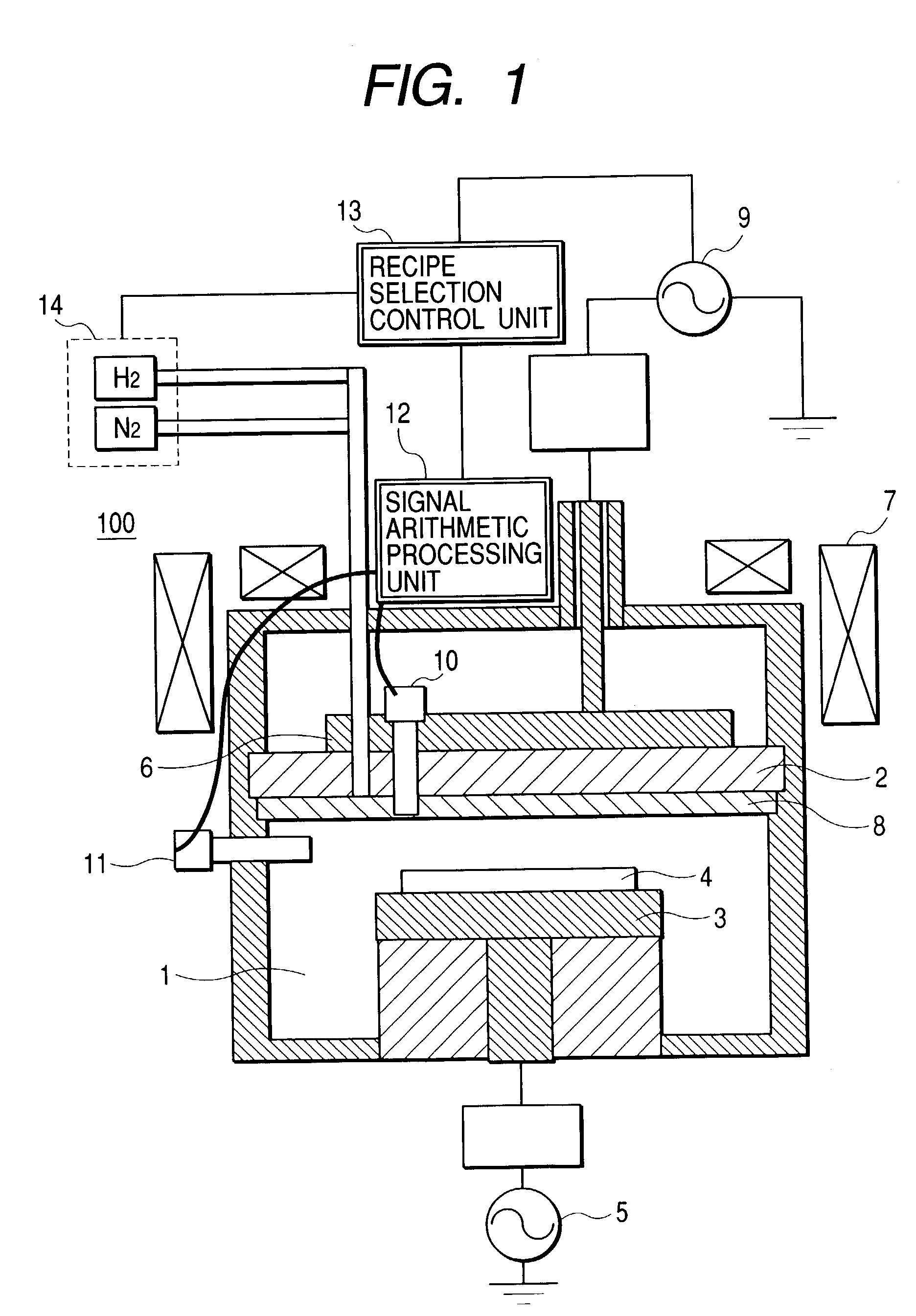 Method of dry etching a sample and dry etching system