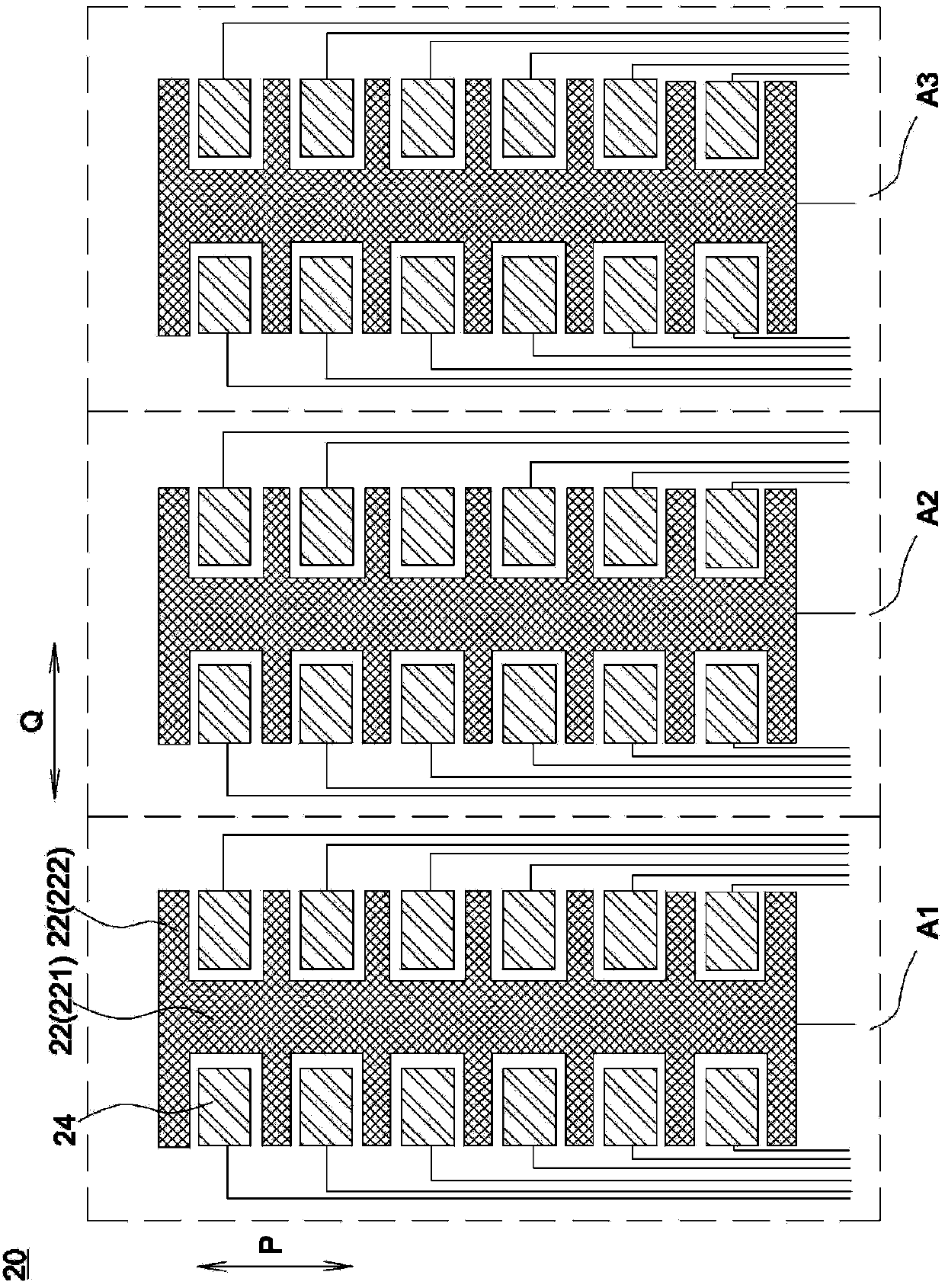 Touch-sensing electrode structure and touch-sensitive device