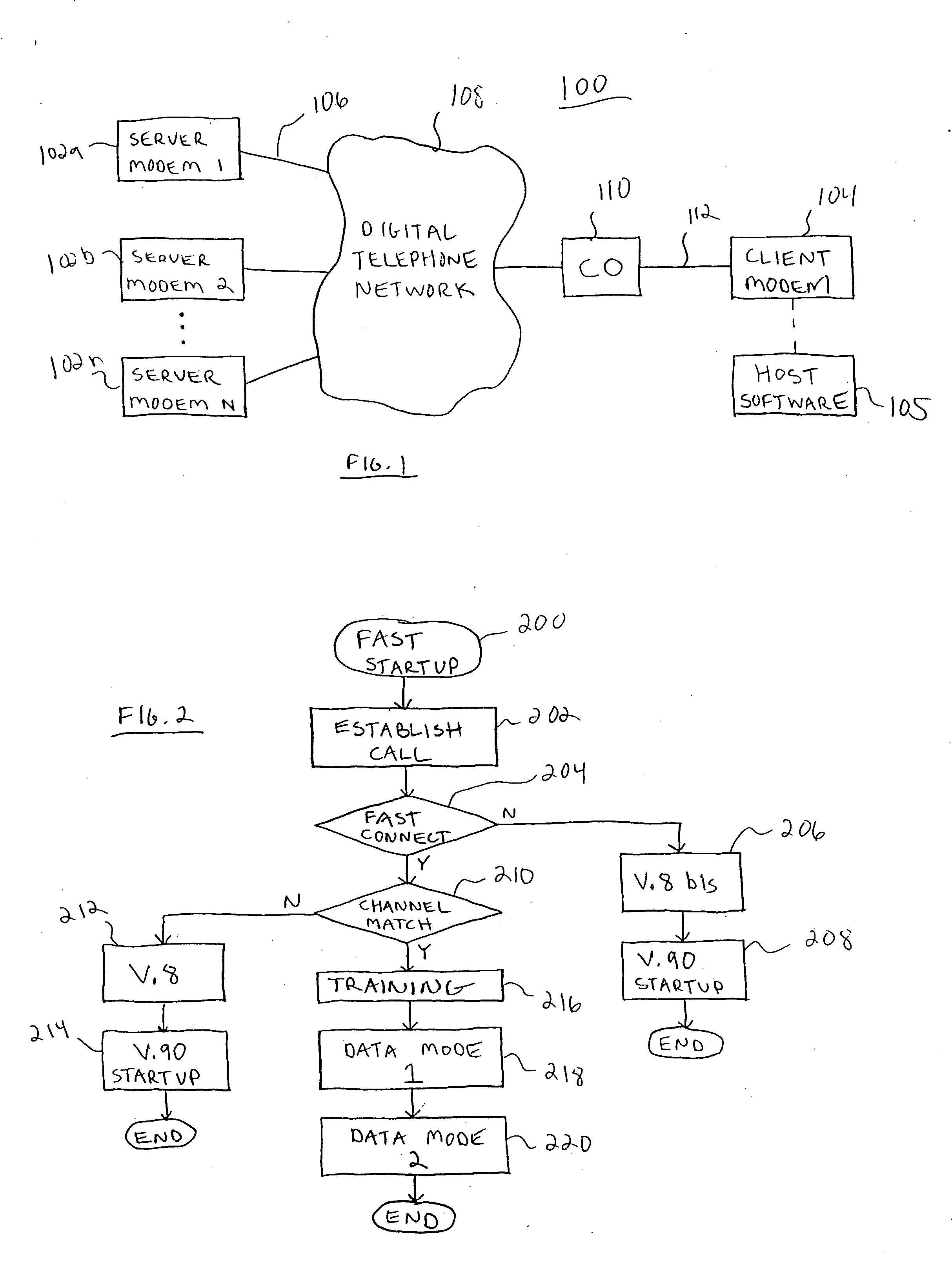 Method and apparatus for fast V.90 modem startup