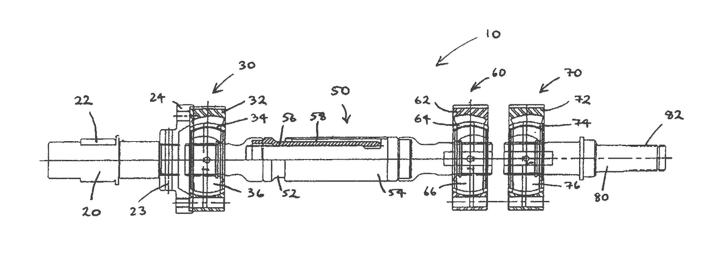 Articulated halfshaft for an amphibian