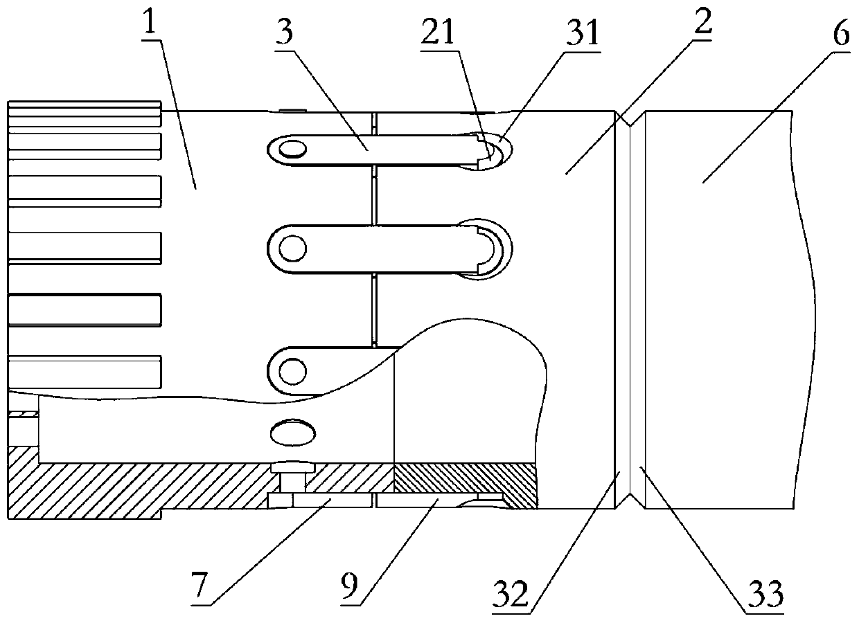 Connecting device, pulverized coal burner sprayer assembly and assembly and replacement methods