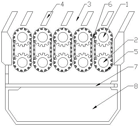 Mincing type chain pulverizator for photosensitive raw materials