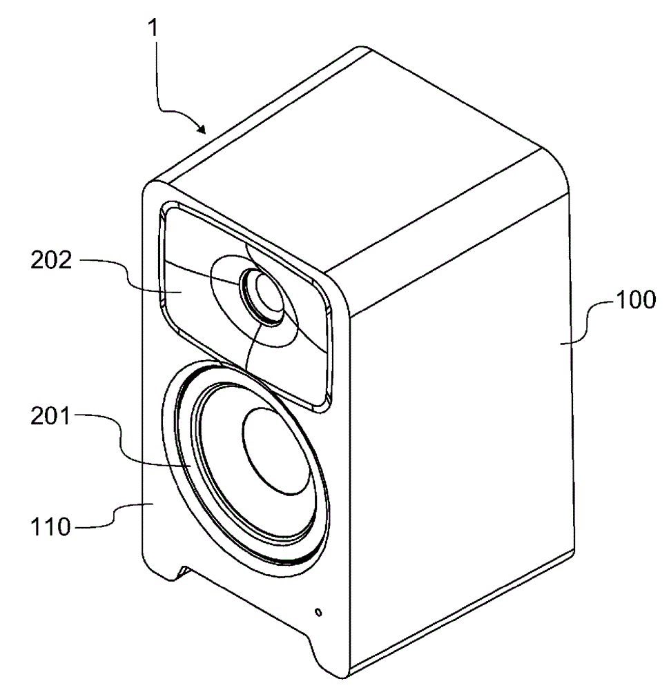 Loudspeaker and manufacturing method for a baffle portion of a loudspeaker