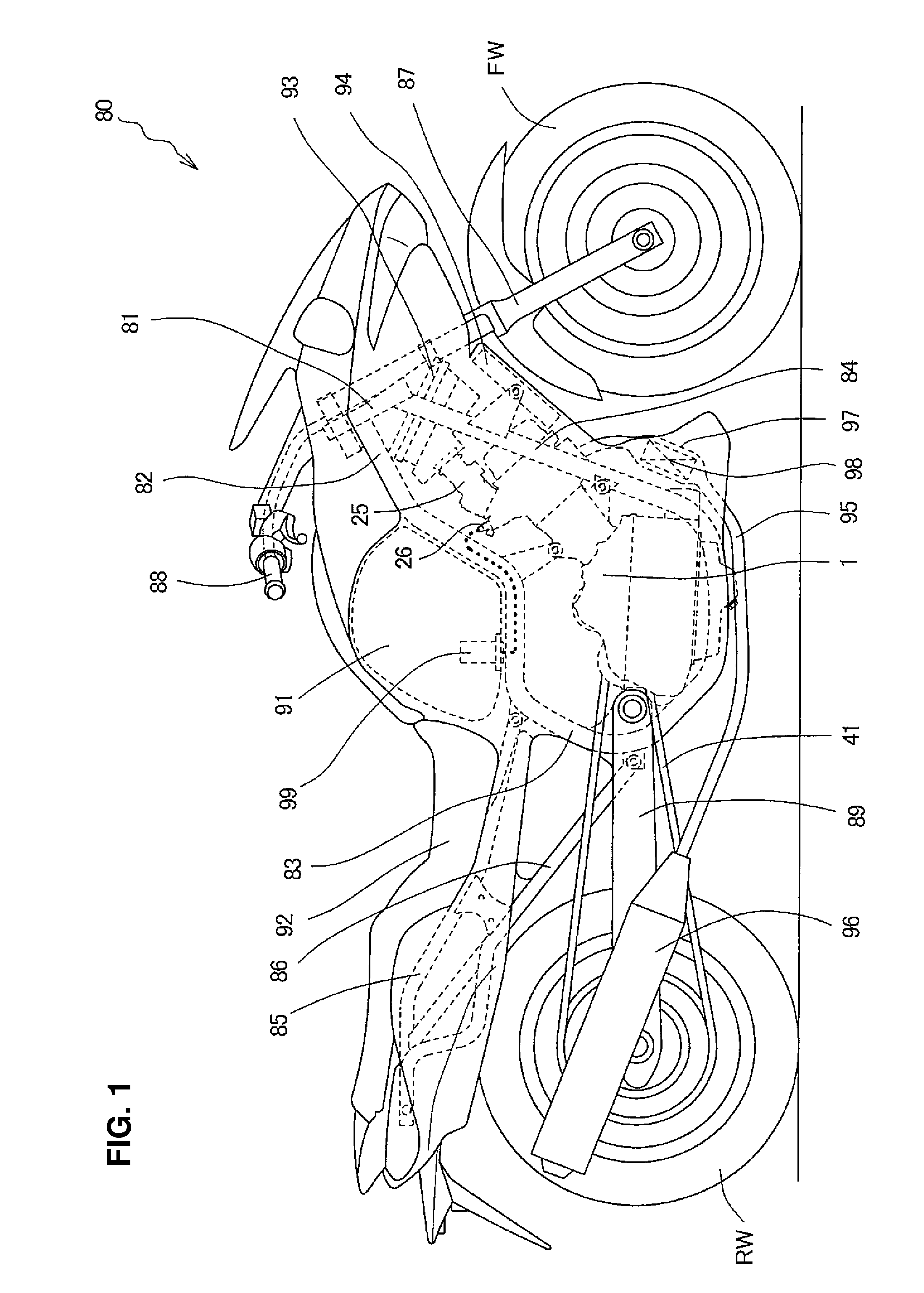 Oil storage structure for engine, engine incorporating same, and vehicle incorporating same
