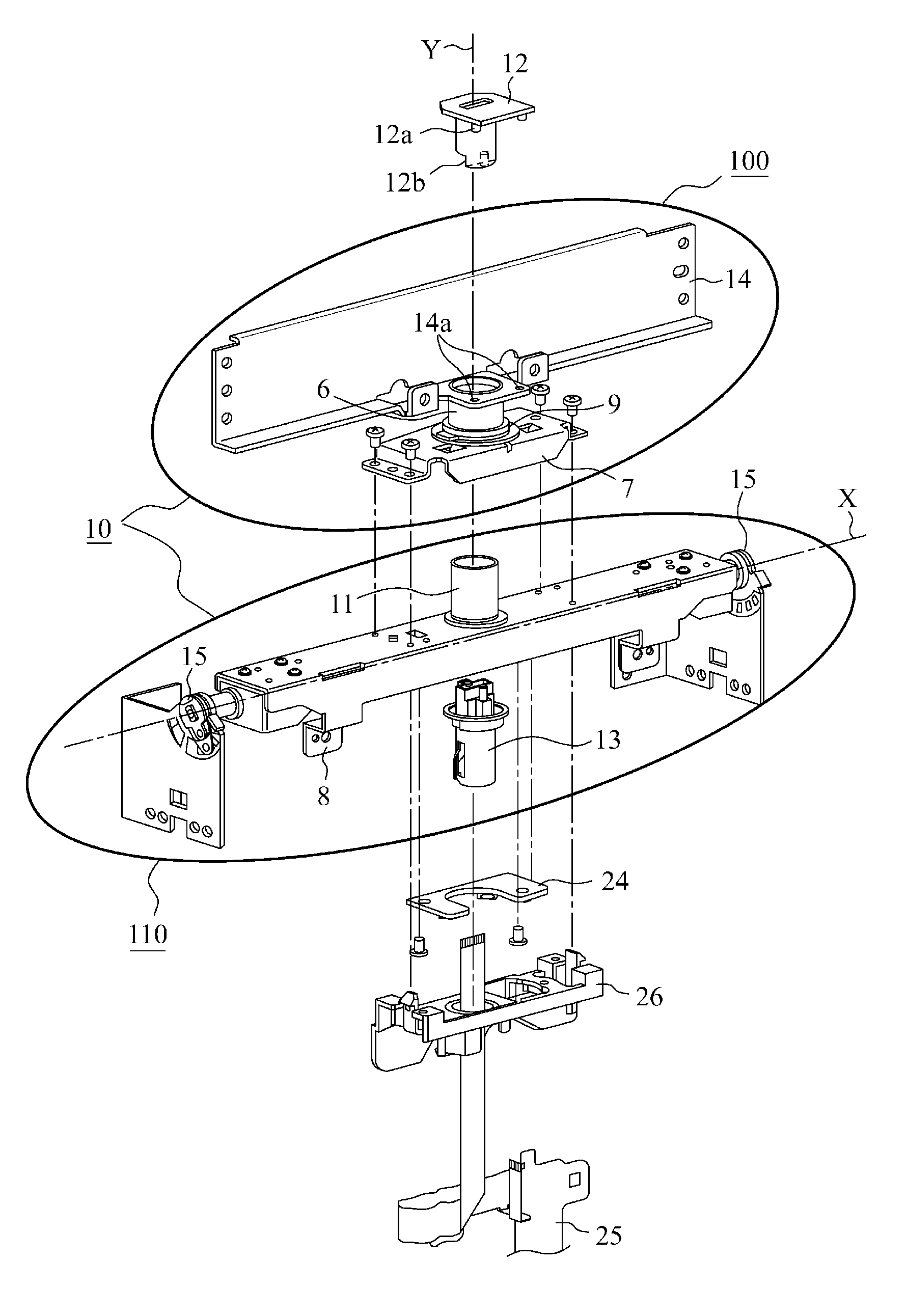 FPC fixing structure for two-axis hinge mechanism