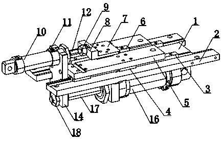 Auxiliary pushing device for aluminum veneer processing