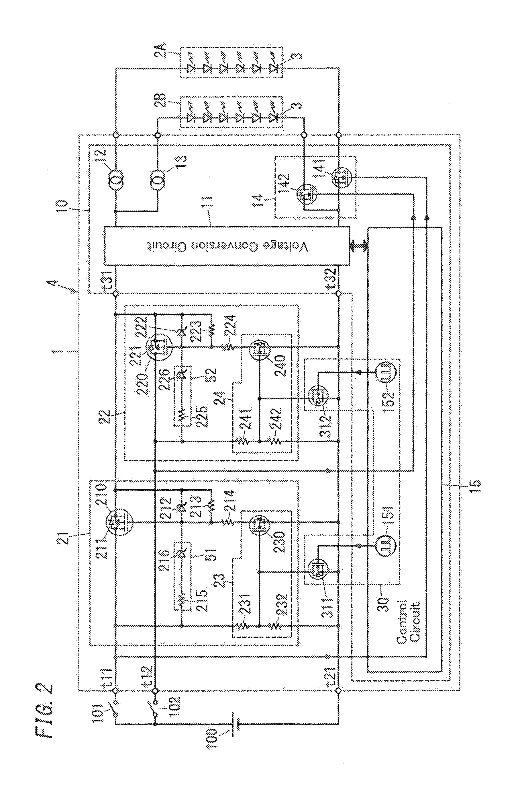 Circuit device, lighting device, and vehicle using the same
