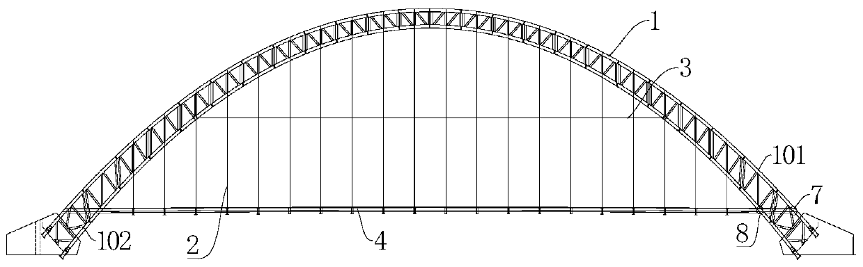 Wind-resistant and shock-absorbing structure of the main arch suspender