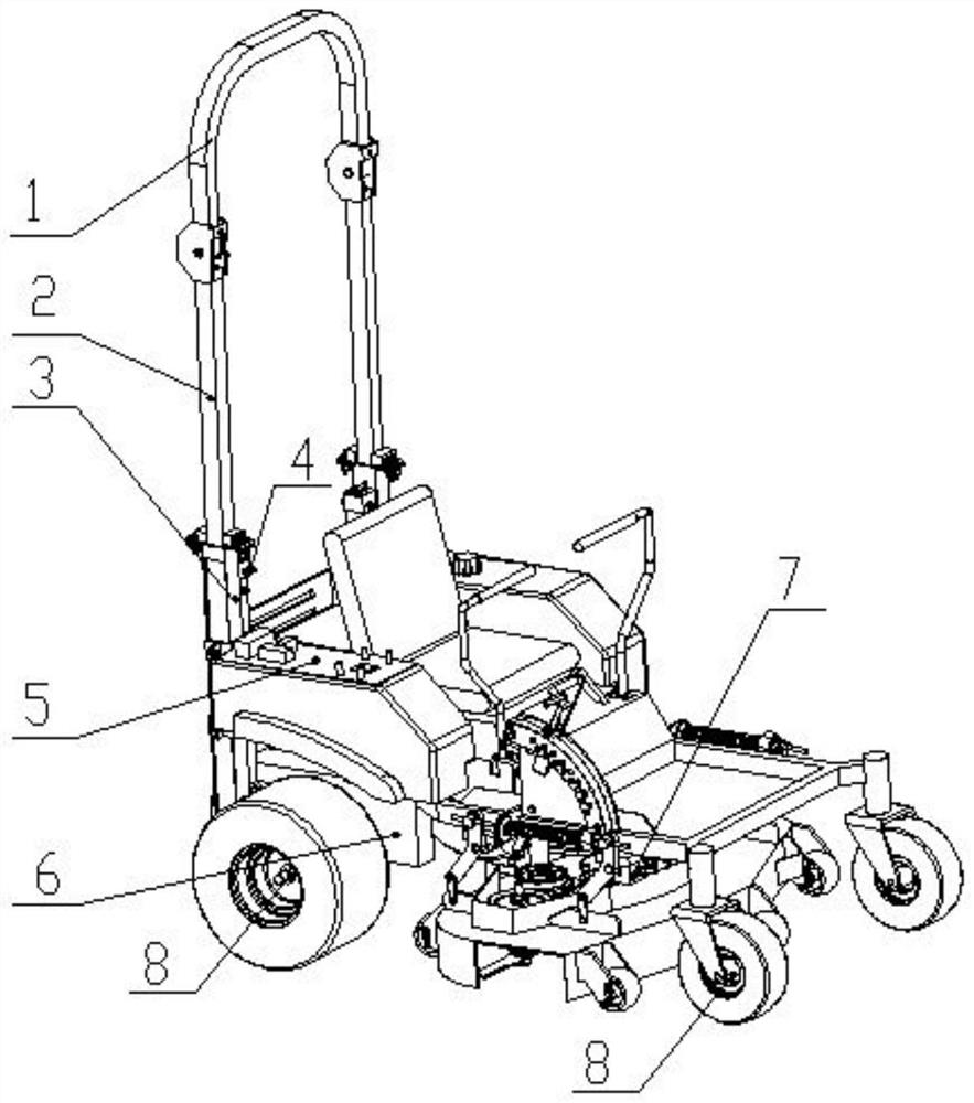 Rolling protection system for riding type mower and working method for rolling protection system