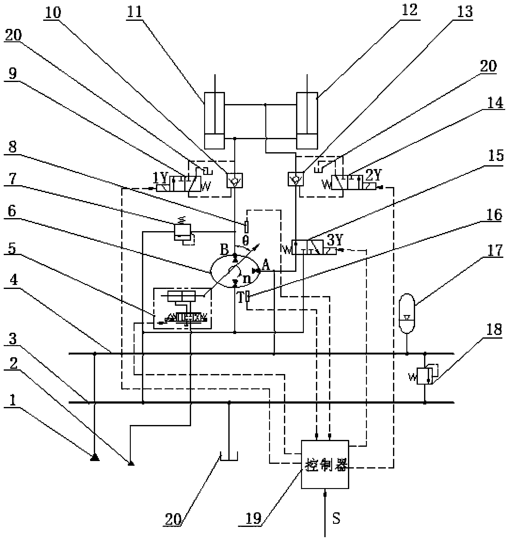 Hydraulic excavator movable arm loop based on hydraulic transformer and control method thereof
