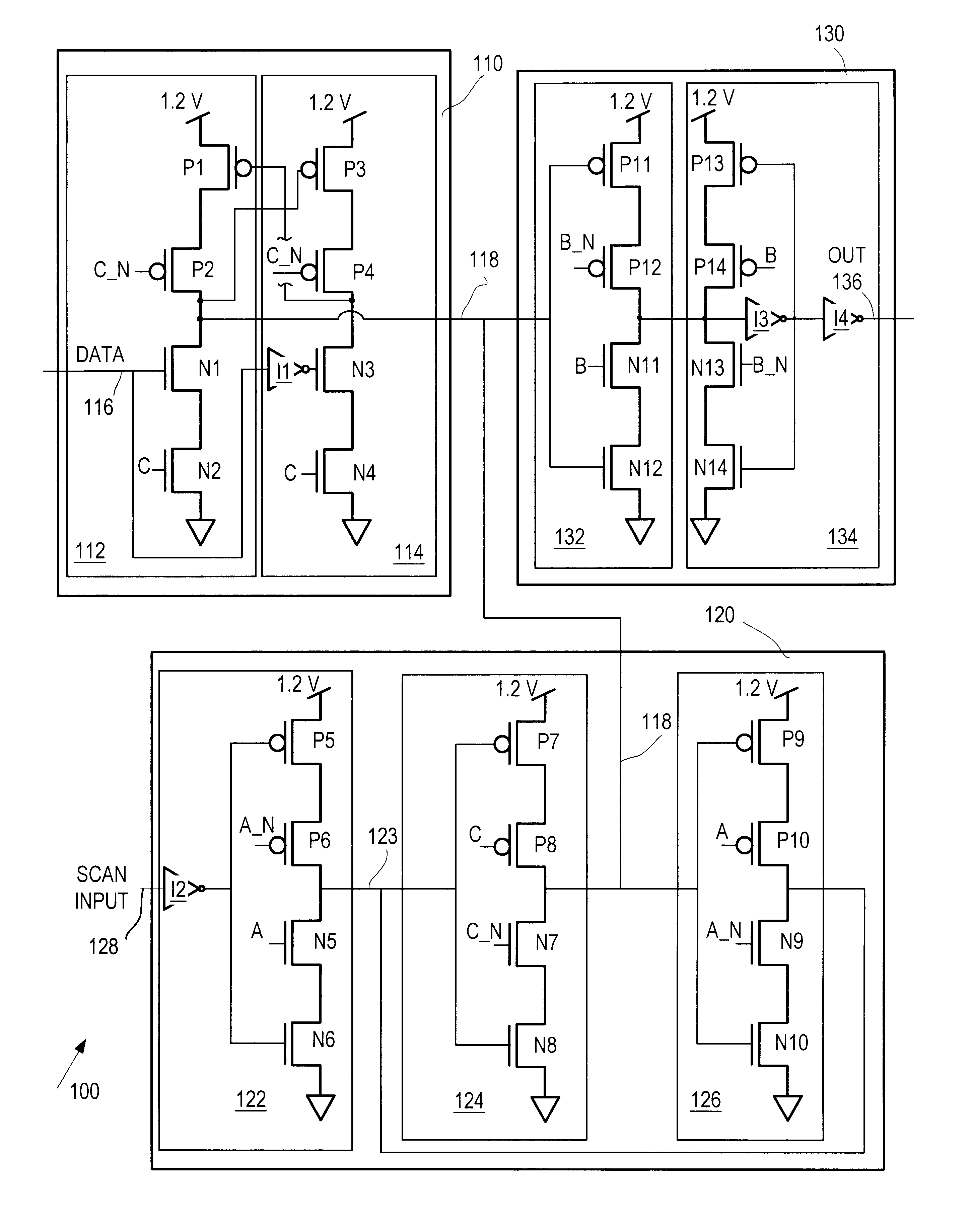 Level shifting, scannable latch, and method therefor