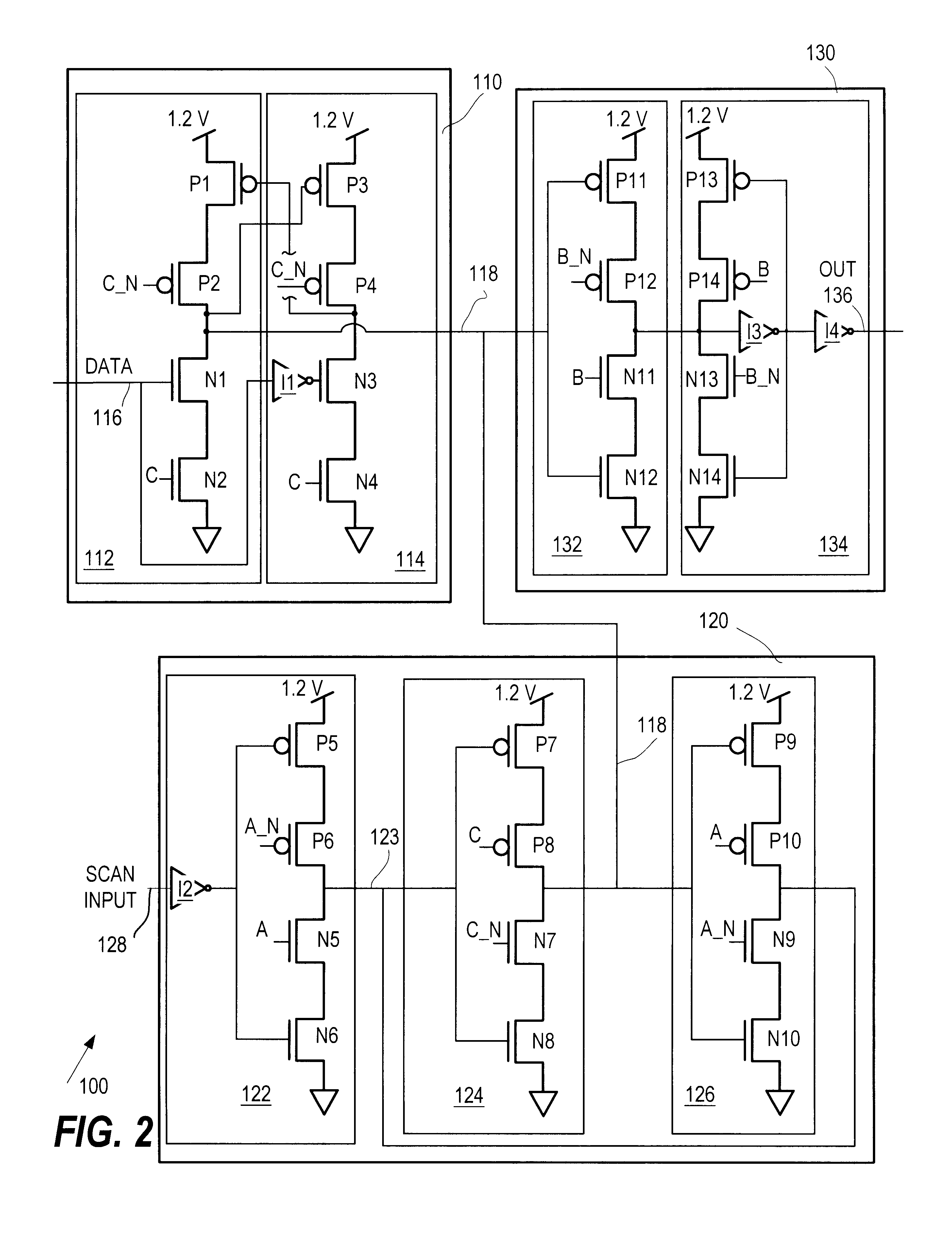 Level shifting, scannable latch, and method therefor