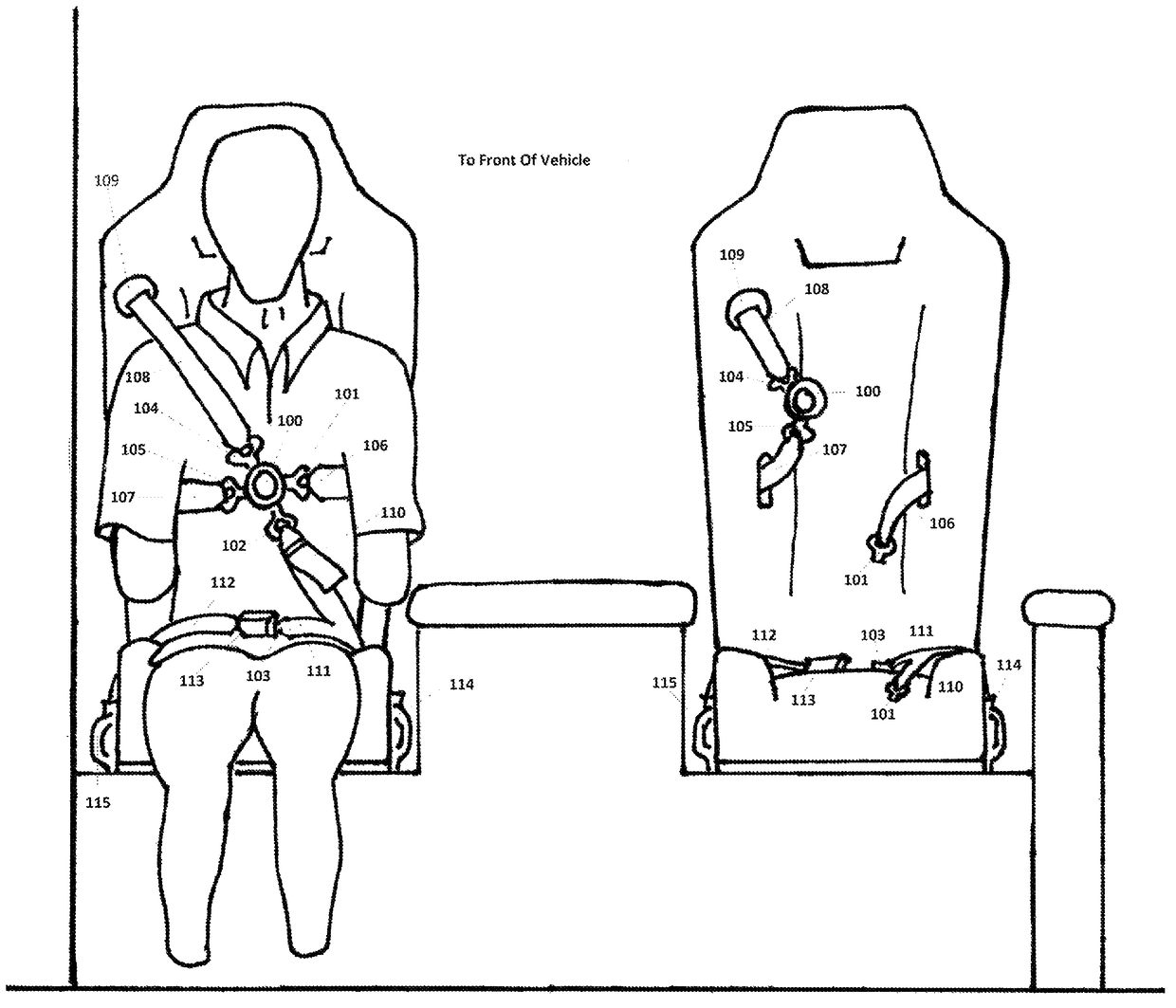 Side seat harness restraint system