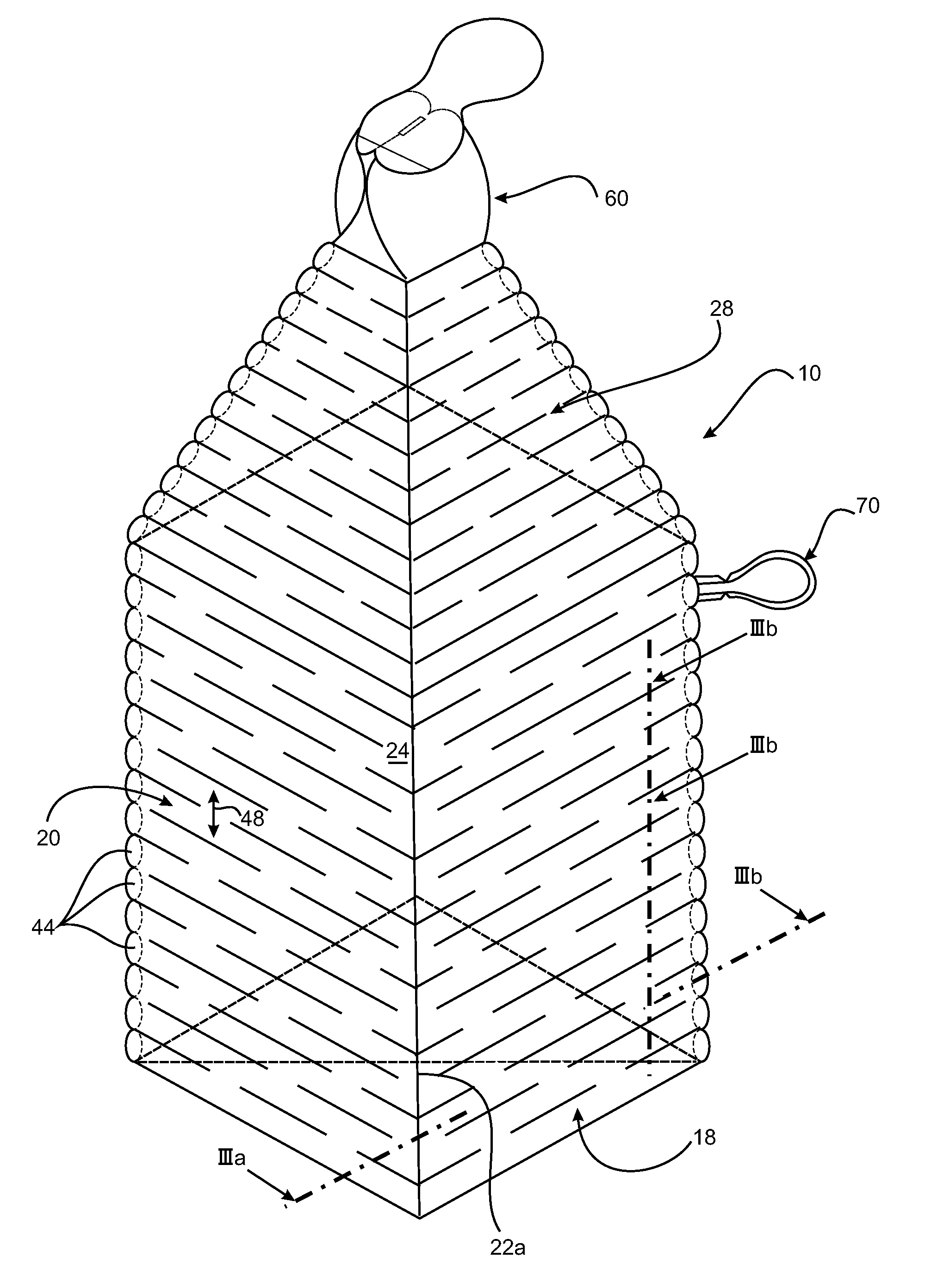 Collapsible bottle, method of manufacturing a blank for such bottle and beverage-filled bottle dispensing system