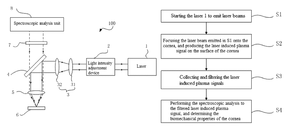 Femtosecond laser system for determining whether the cornea is suitable for lasik surgery by using laser-induced plasma spectroscopic analysis