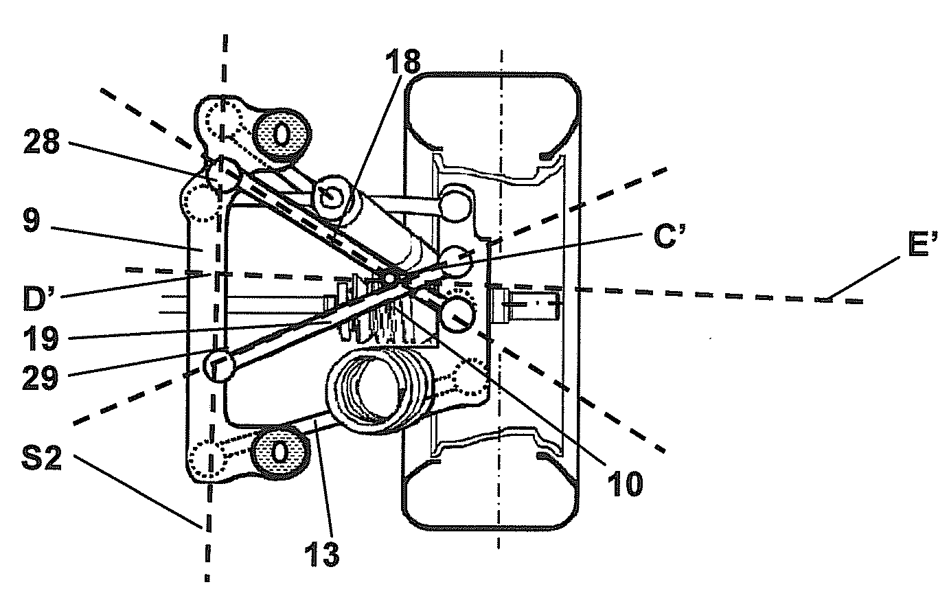 A wheel suspension, and a motor vehicle