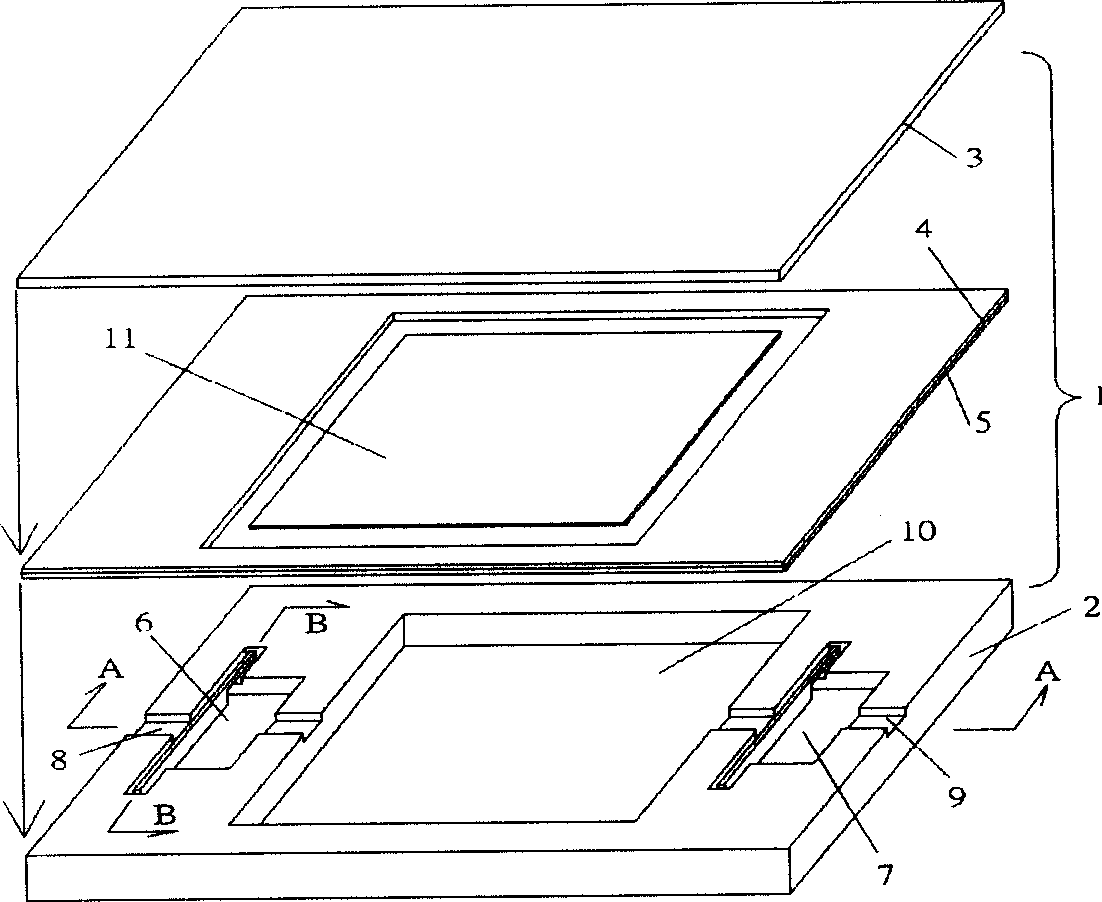 Monolithic unidirectional liquid micropump having suspension T shaped valve film micro valve