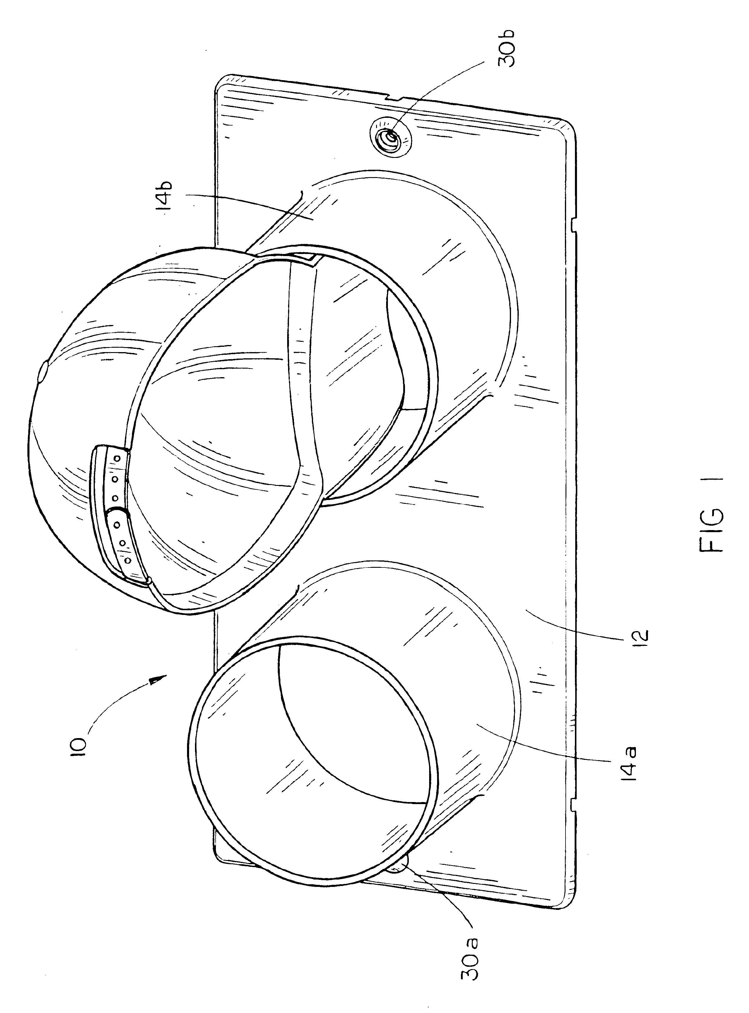 Storage and display device for baseball-type caps