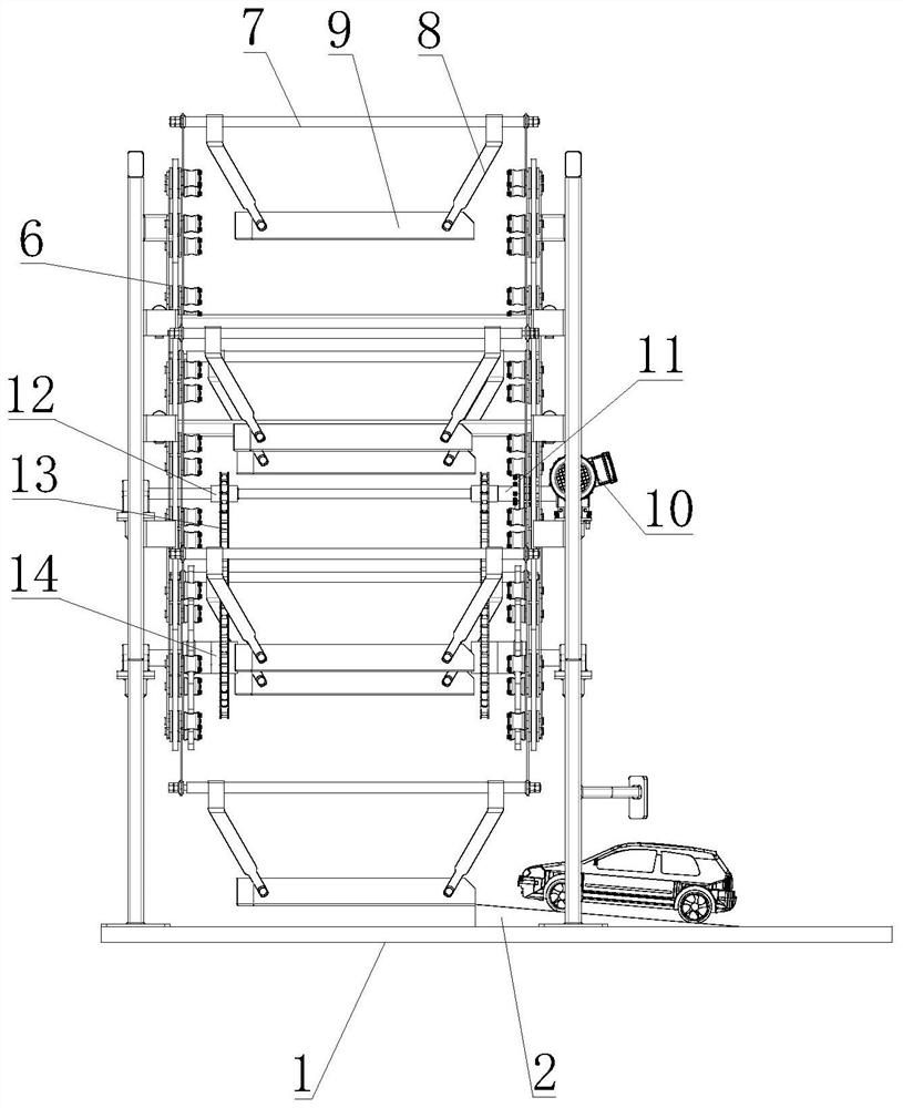 Vehicle stabilizing device of vertical circulation intelligent parking equipment and using method thereof