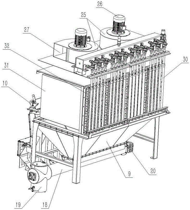 Clean and environment-friendly dust collector for grain storage and cleaning center