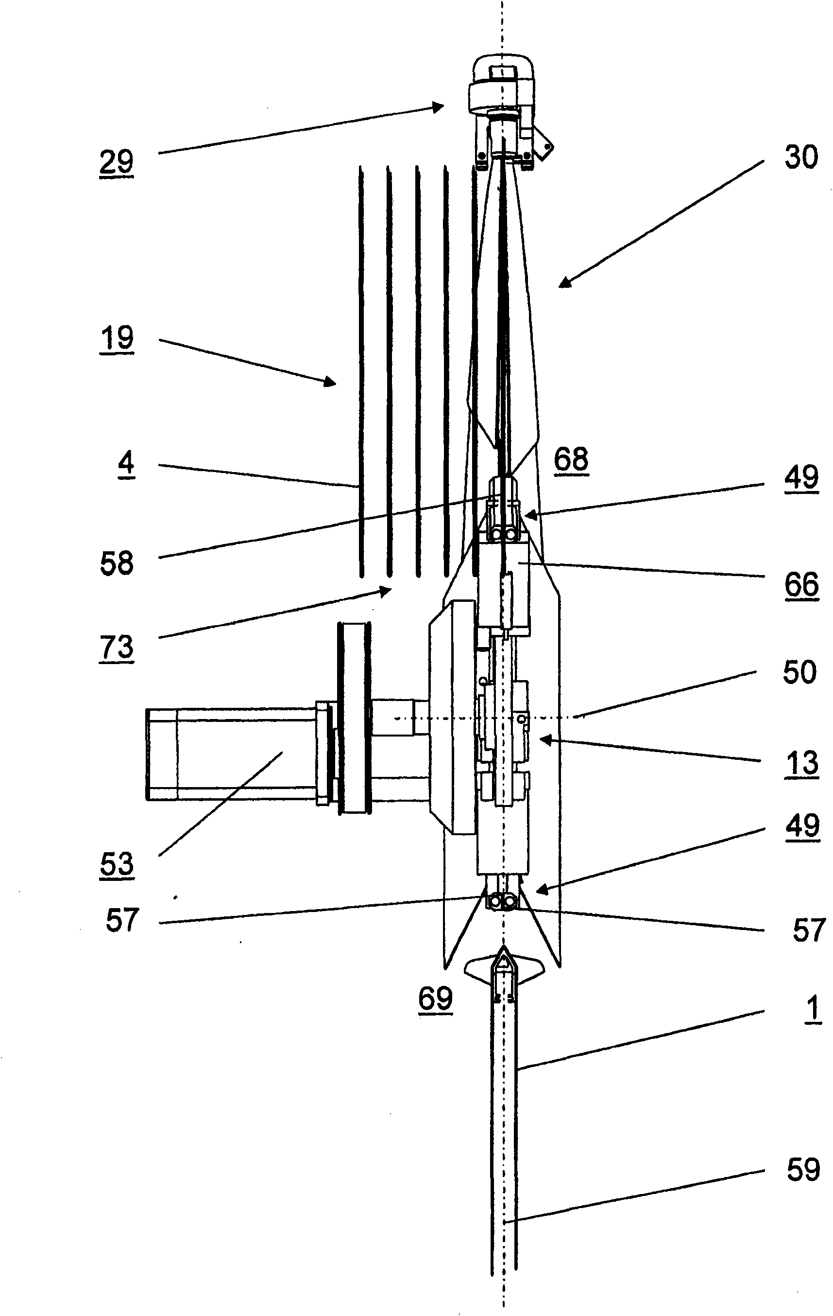 Device and method for removing flat print products from a pile and transferring the print products to a running transport device